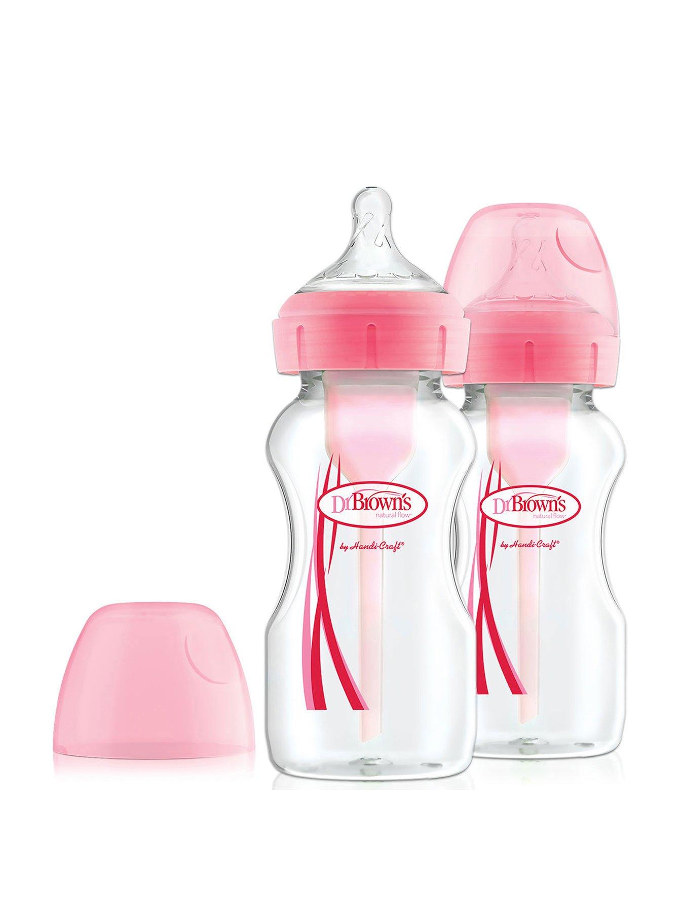 Image 1 of 3 of Dr Browns Options+ 270ml Feeding Bottles 270ml 2 Pack, Pink