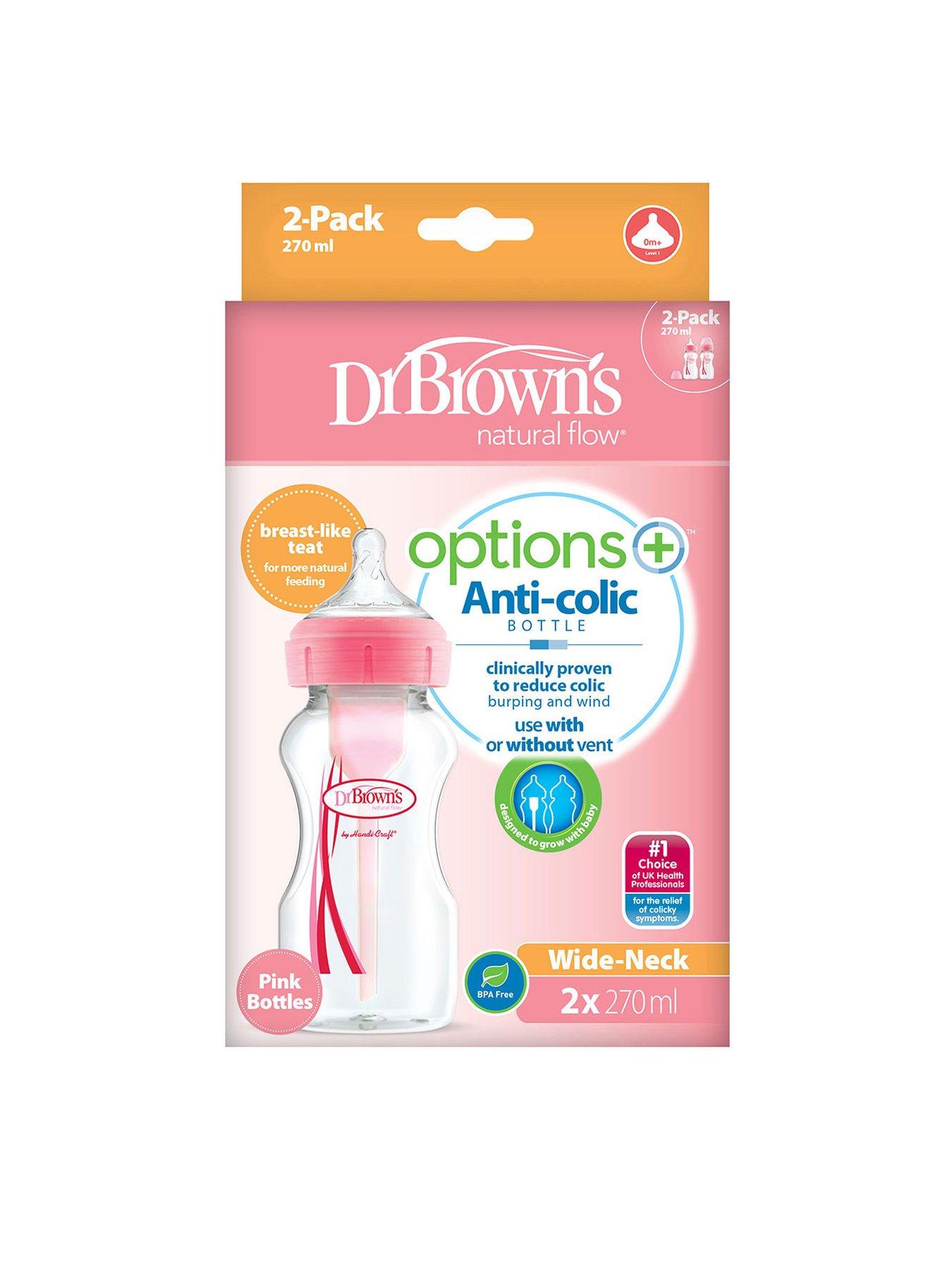 Image 2 of 3 of Dr Browns Options+ 270ml Feeding Bottles 270ml 2 Pack, Pink
