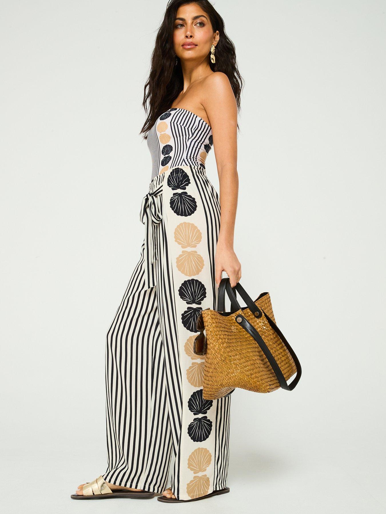 Image 3 of 6 of V by Very Side Panel Placement Beach Trouser - Print
