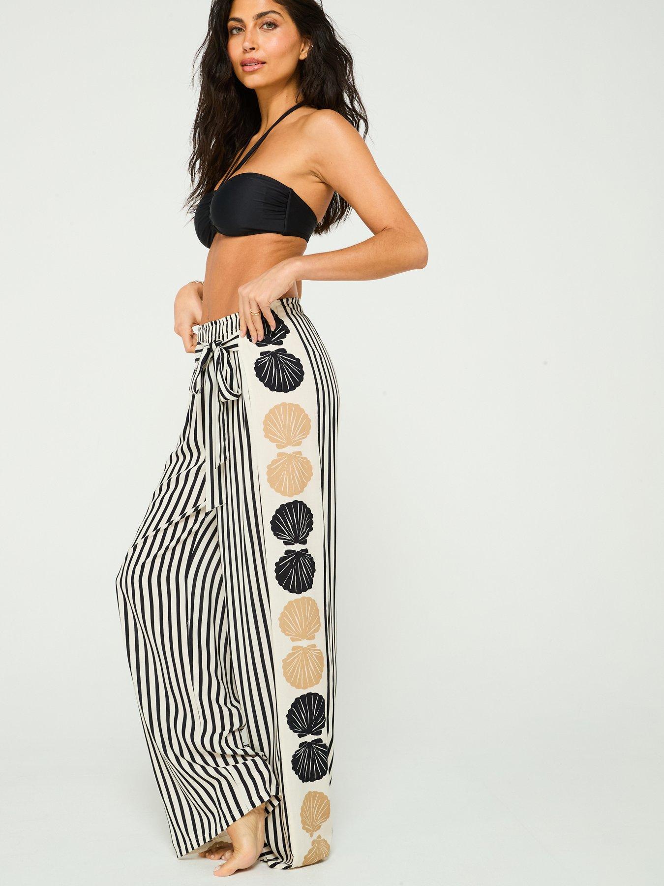 Image 5 of 6 of V by Very Side Panel Placement Beach Trouser - Print