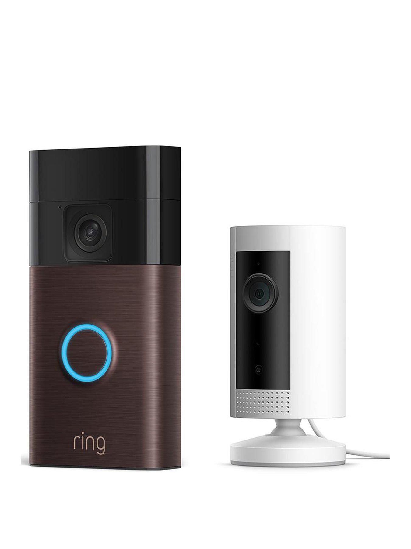 Image of RING Ring Video Doorbell (3rdGen) Venetian Bronze and Indoor Cam White Security Camera