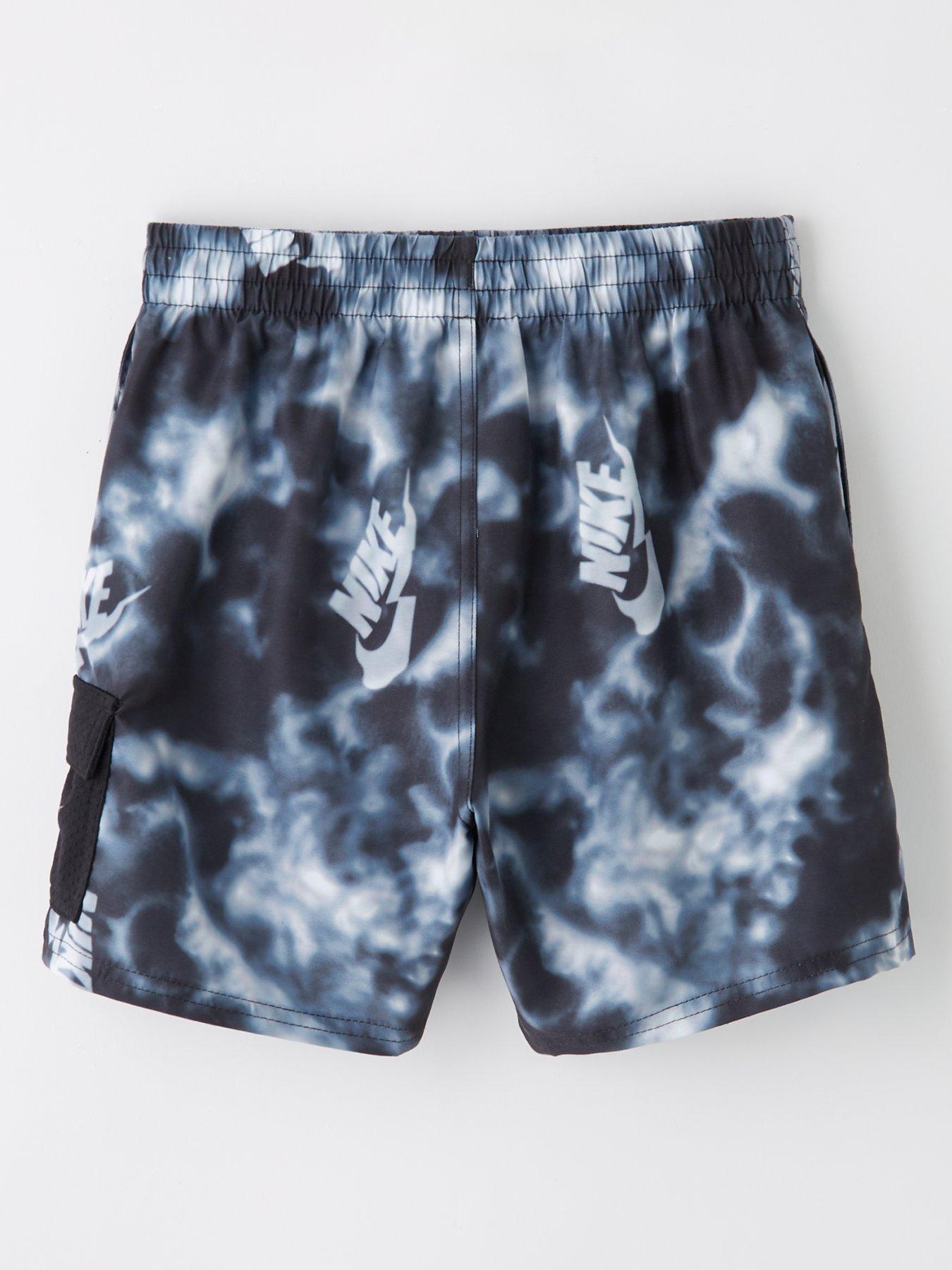 Image 2 of 4 of Nike Junior Boy's 4 Inch Water Tie Dye Cargo Volley Short- Grey