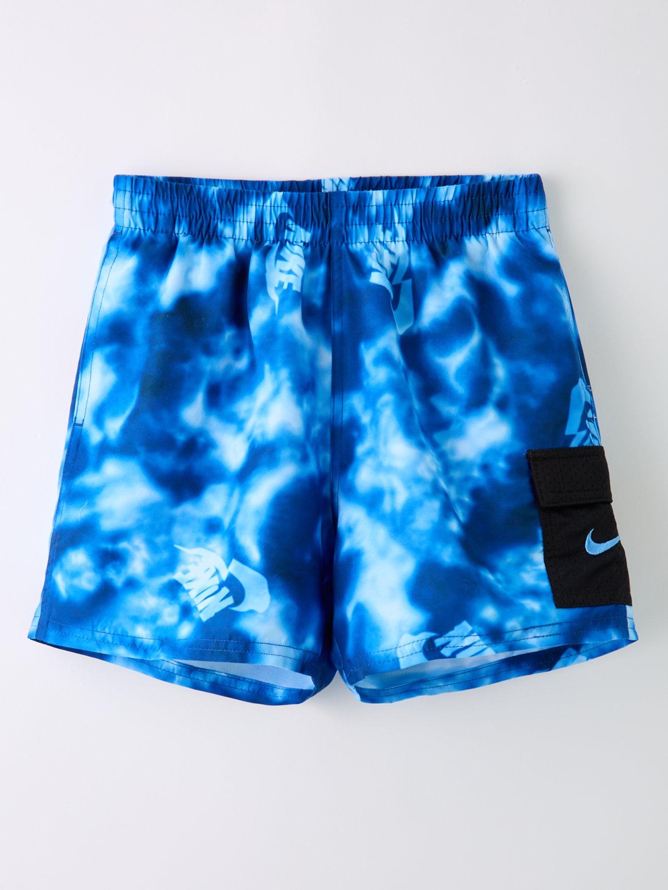 undefined Junior Boys 4 Inch Water Tie Dye Cargo Volley Swim Short - Blue