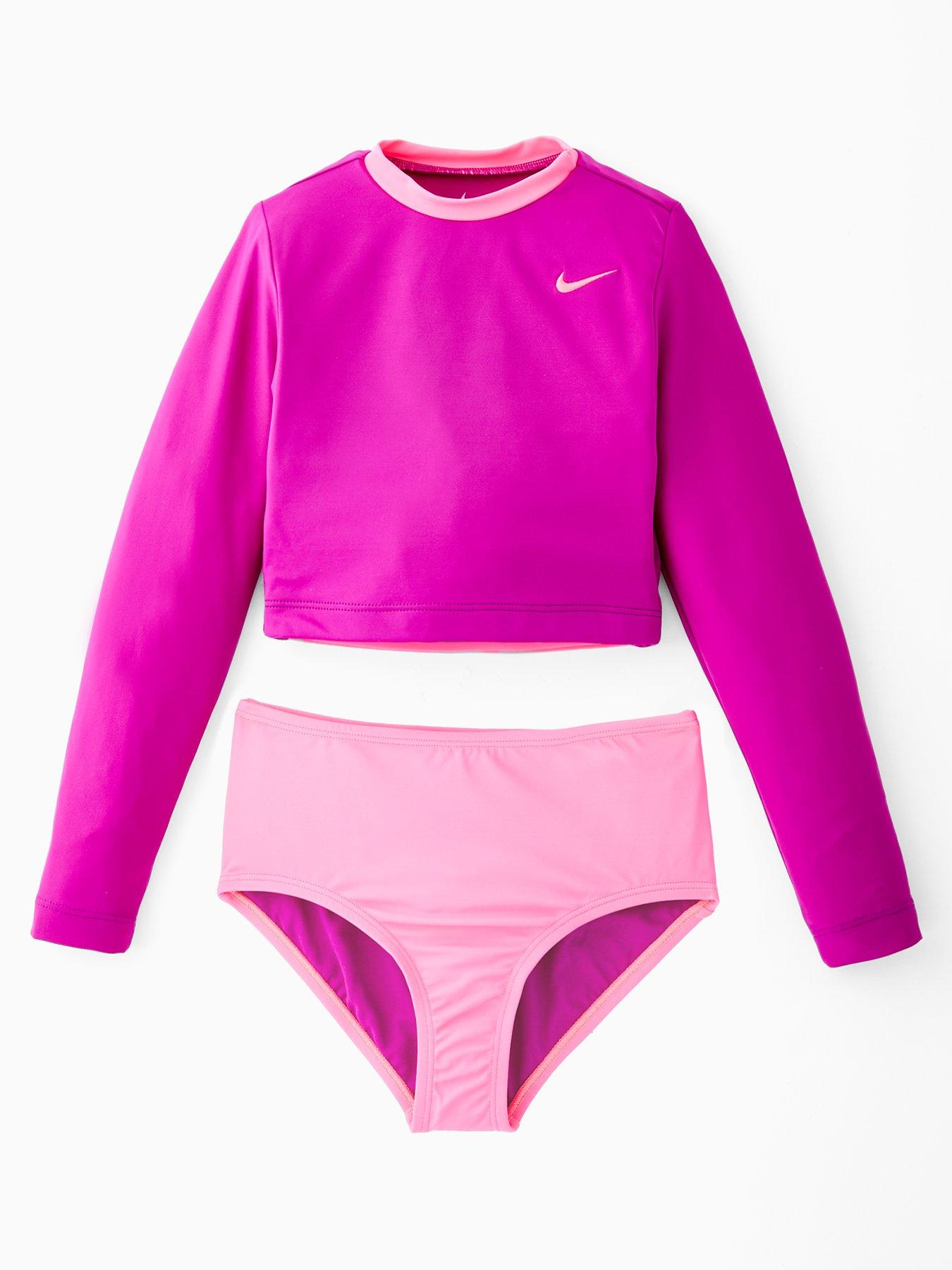 undefined Girls Long Sleeve Crop Set- Pink