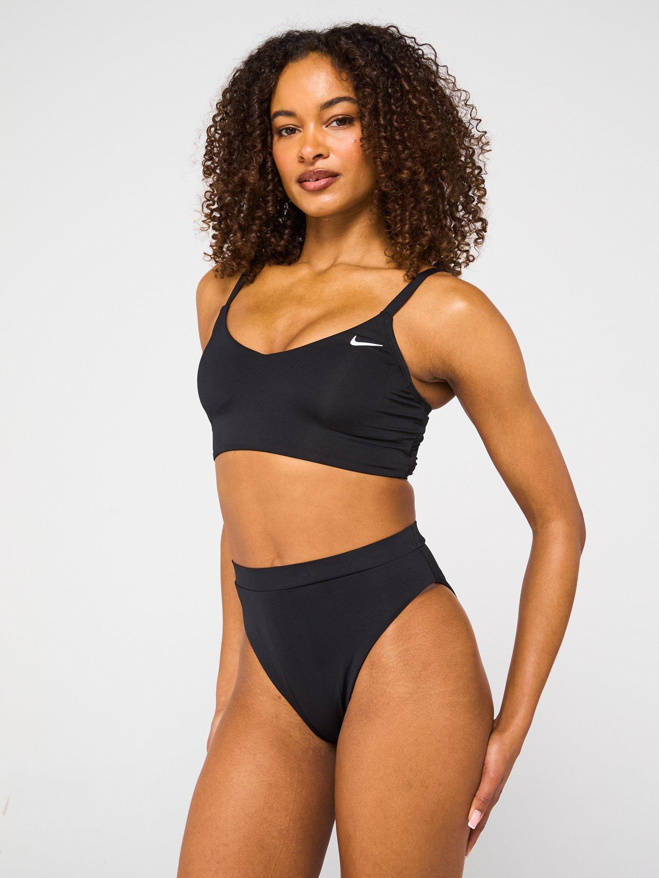Nike Womens Essential V Neck Midkini Swim Top - Black
