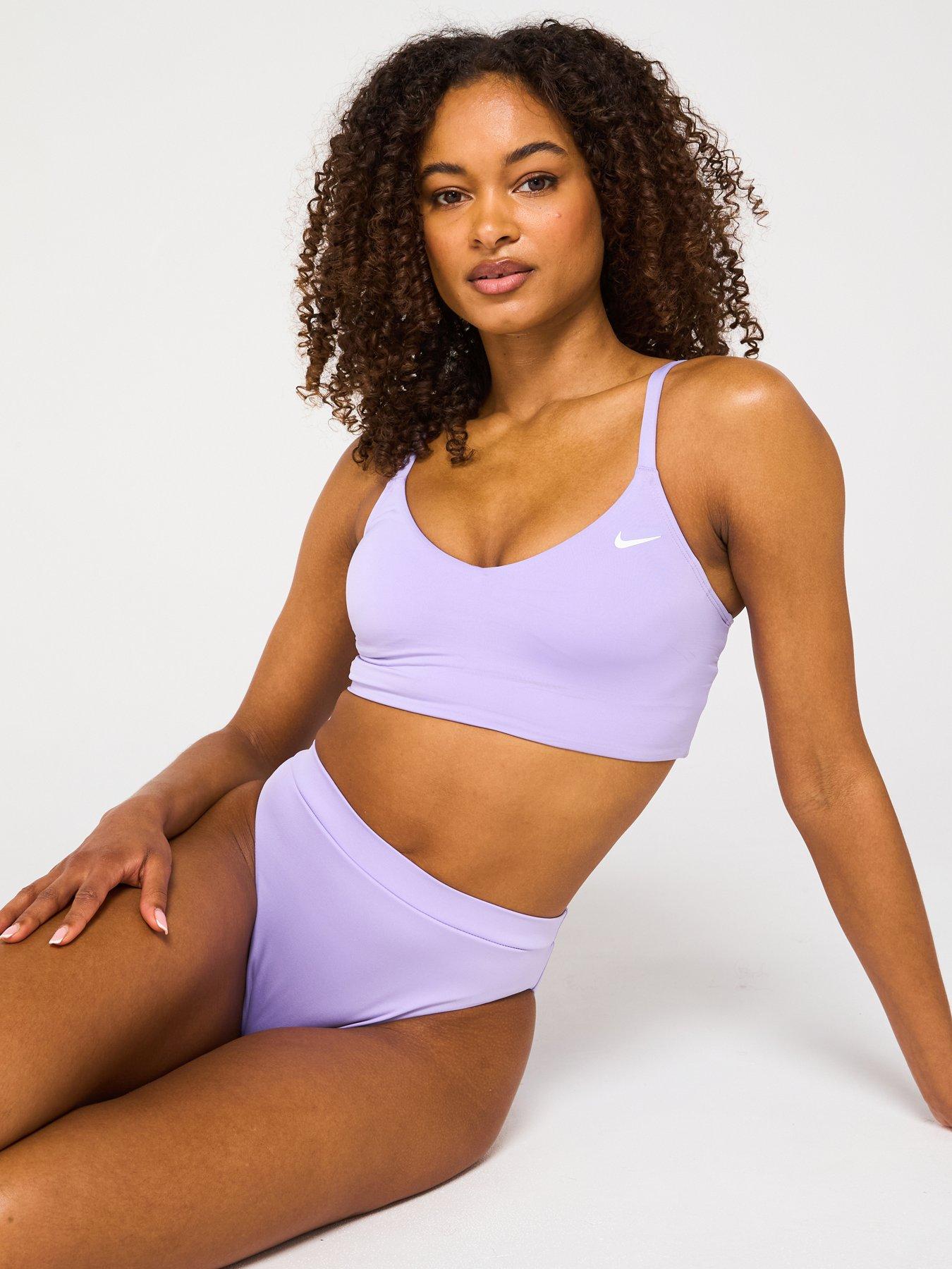 Nike Womens Essential V Neck Midkini Swim Top - Purple