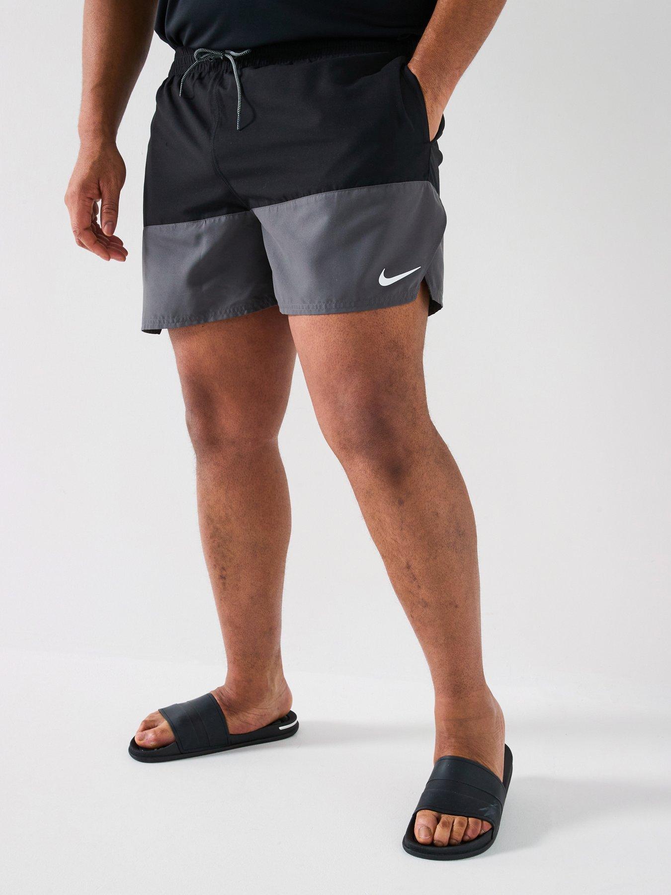 undefined Mens Split Extended Size 5 Inch Volley Swim Short - Black