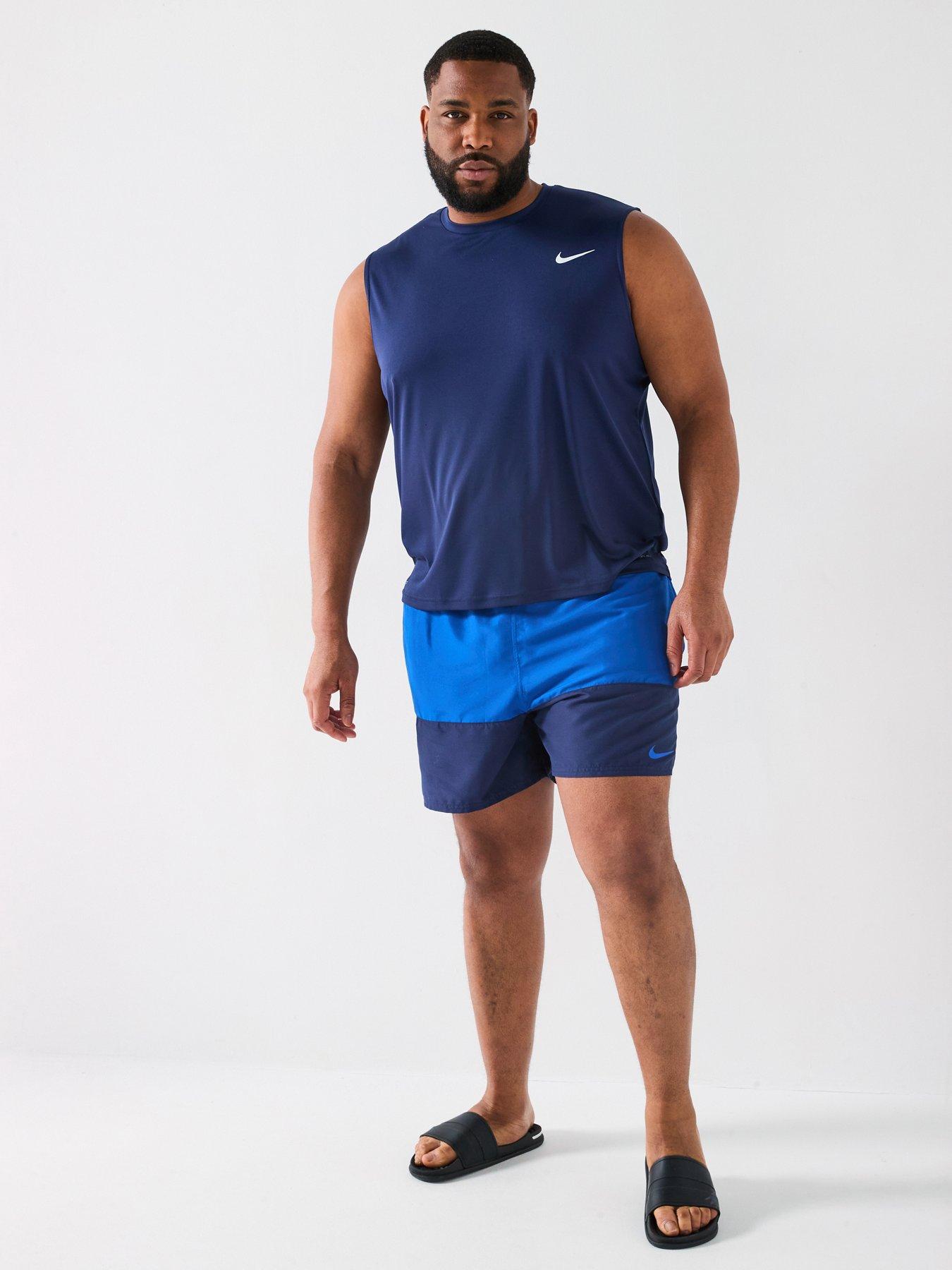 Image 3 of 4 of Nike Mens Split Extended Size 5 Inch Volley Swim Short - Blue
