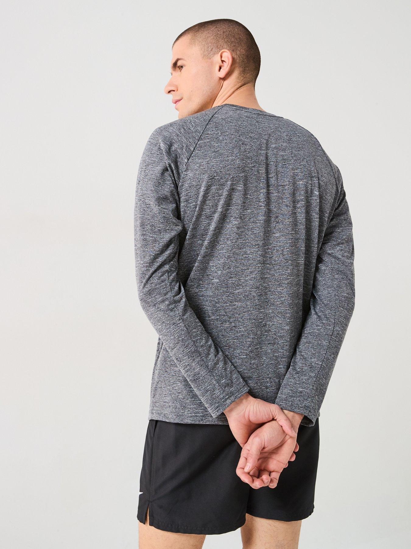 Image 2 of 4 of Nike Mens Heather Long Sleeve Hydroguard T Shirt - Grey