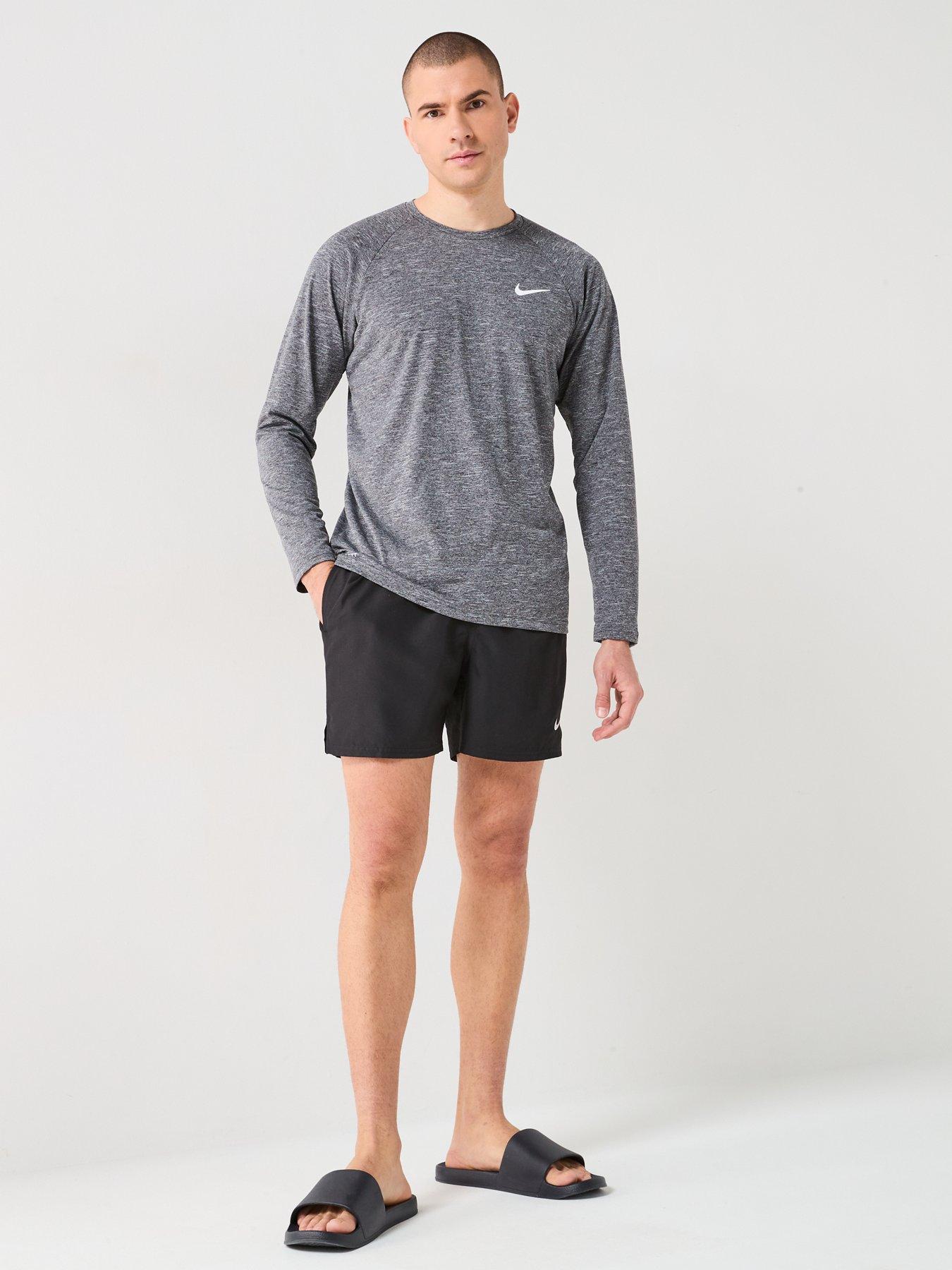 Image 3 of 4 of Nike Mens Heather Long Sleeve Hydroguard T Shirt - Grey