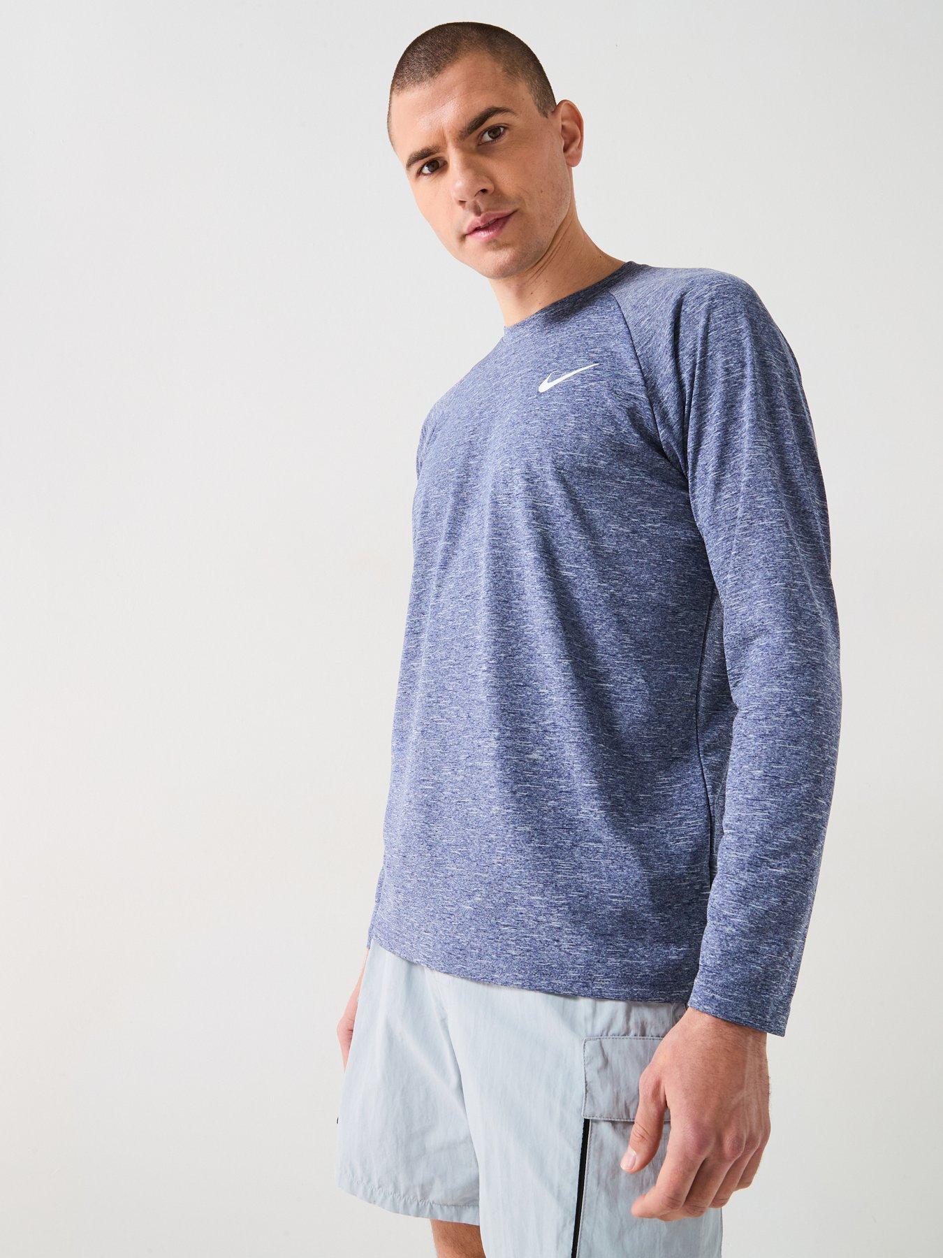 undefined Mens Heather Long Sleeve Hydroguard T Shirt - Navy