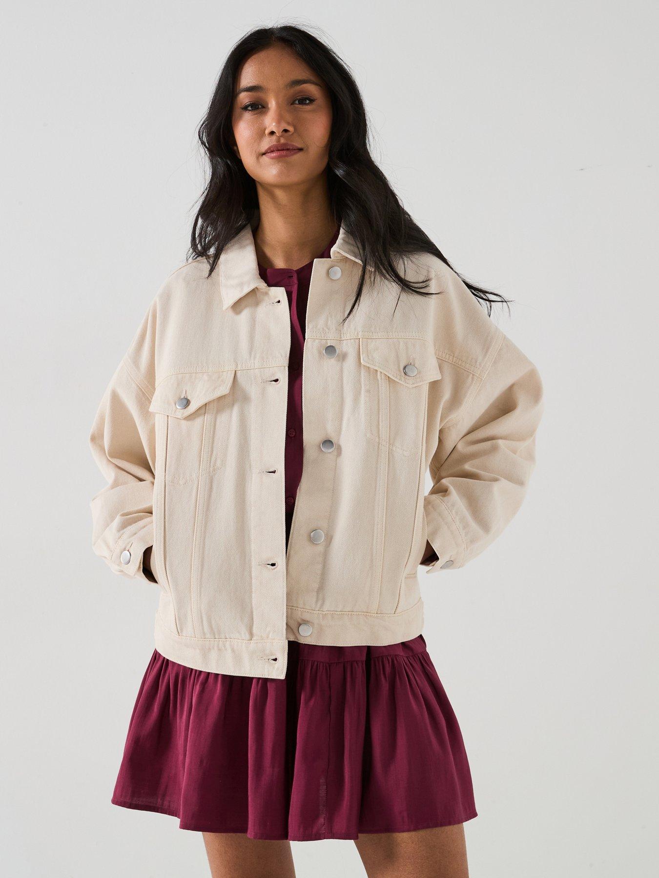 V by Very Boyfriend Denim Jacket - Ecru