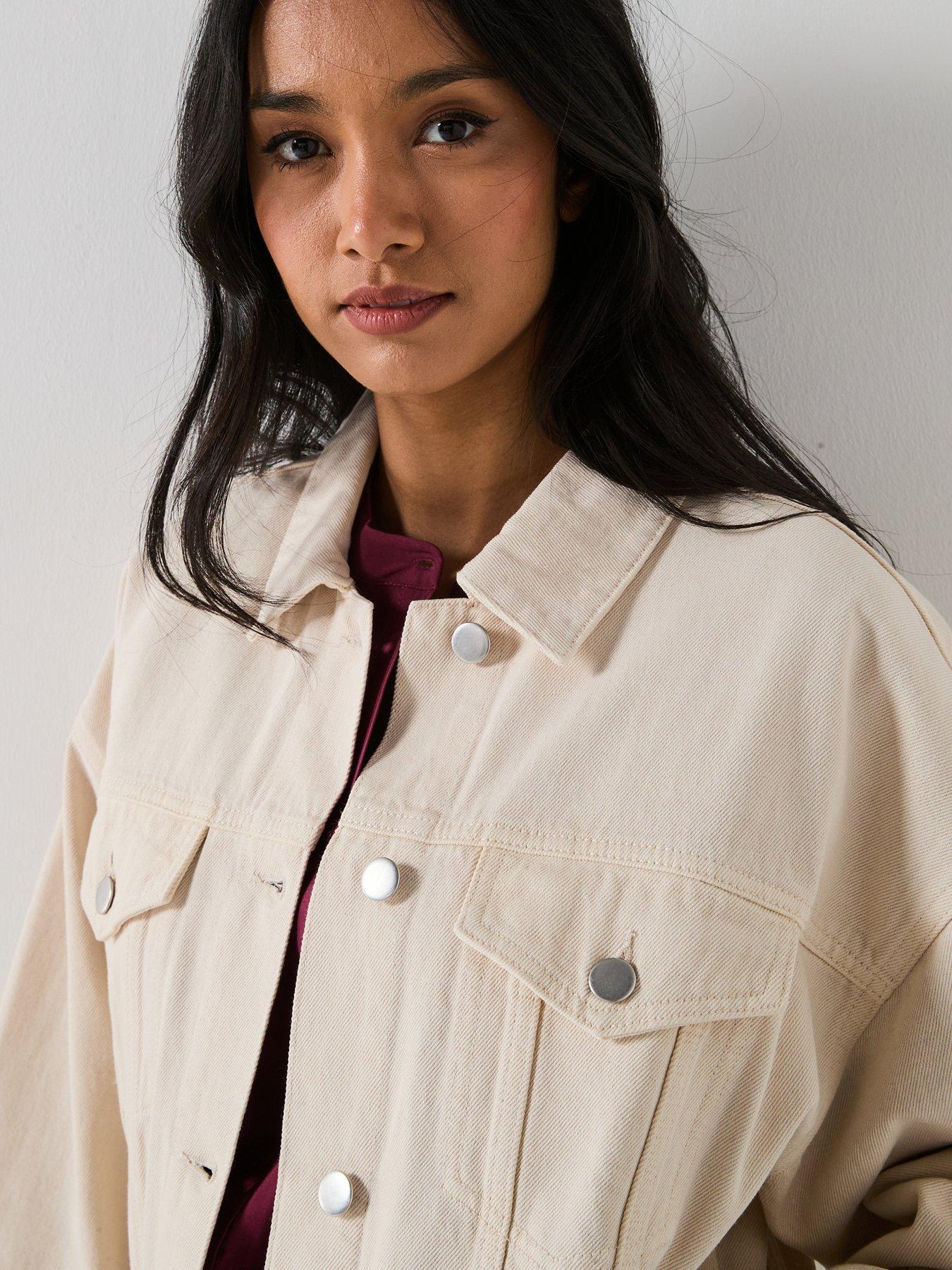 Image 4 of 6 of V by Very Boyfriend Denim Jacket - Ecru