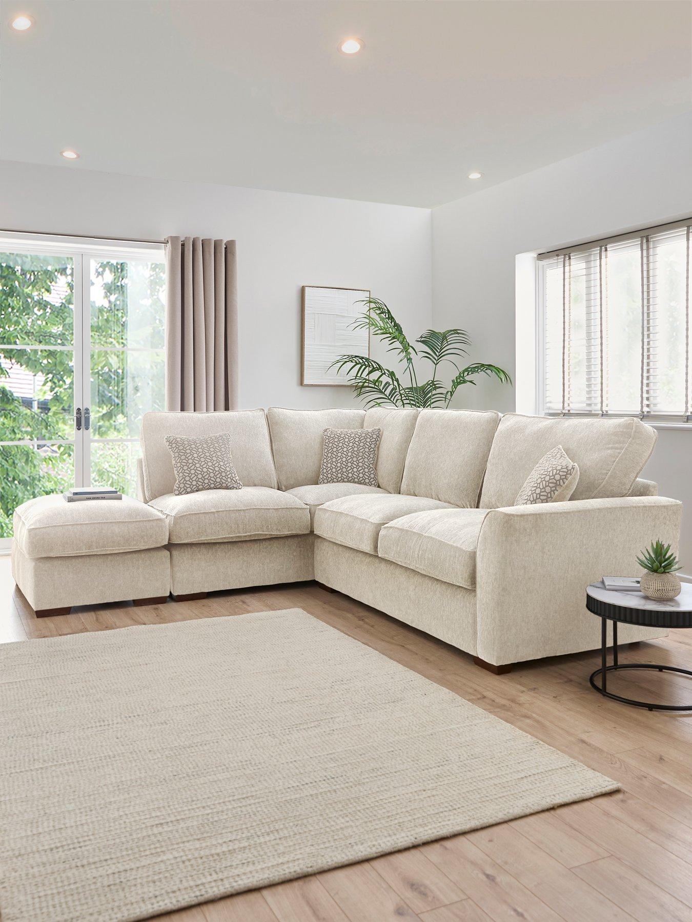 undefined Very Home Lucerne Left Hand Fabric Corner Chaise Sofa with Footstool