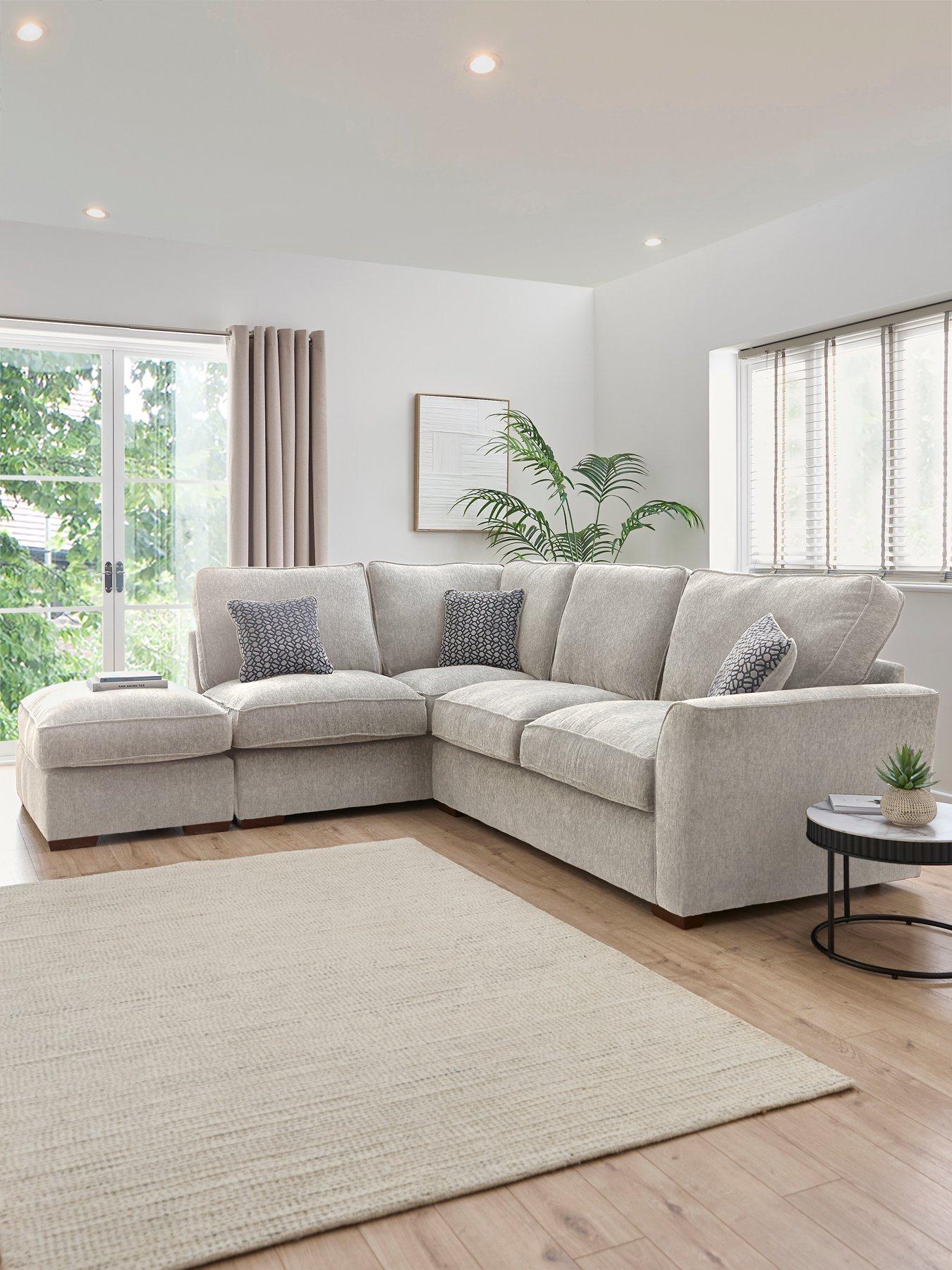 undefined Very Home Lucerne Left Hand Fabric Corner Chaise Sofa with Footstool