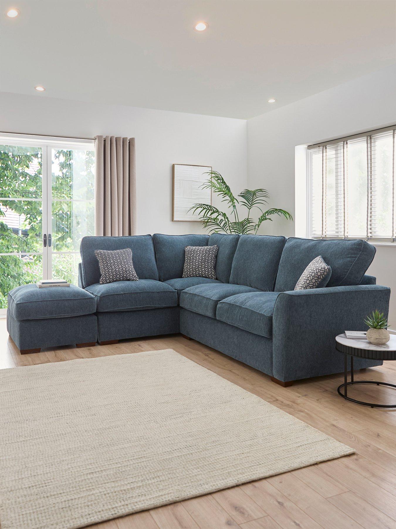 undefined Very Home Lucerne Left Hand Fabric Corner Chaise Sofa with Footstool