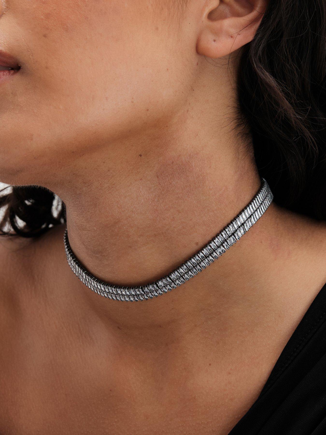 mood-mood-hematite-crystal-double-baguette-choker-necklacestillFront