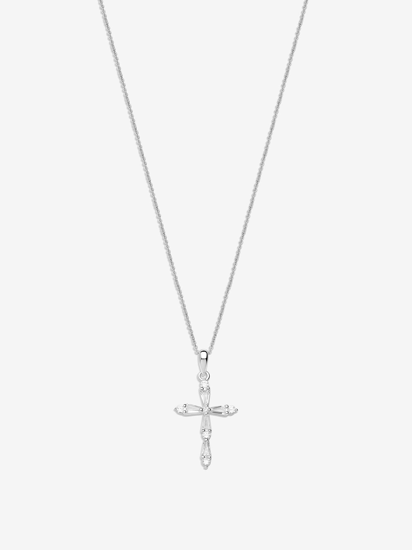 simply-silver-simply-silver-sterling-silver-925-cubic-zirconia-cross-pendant