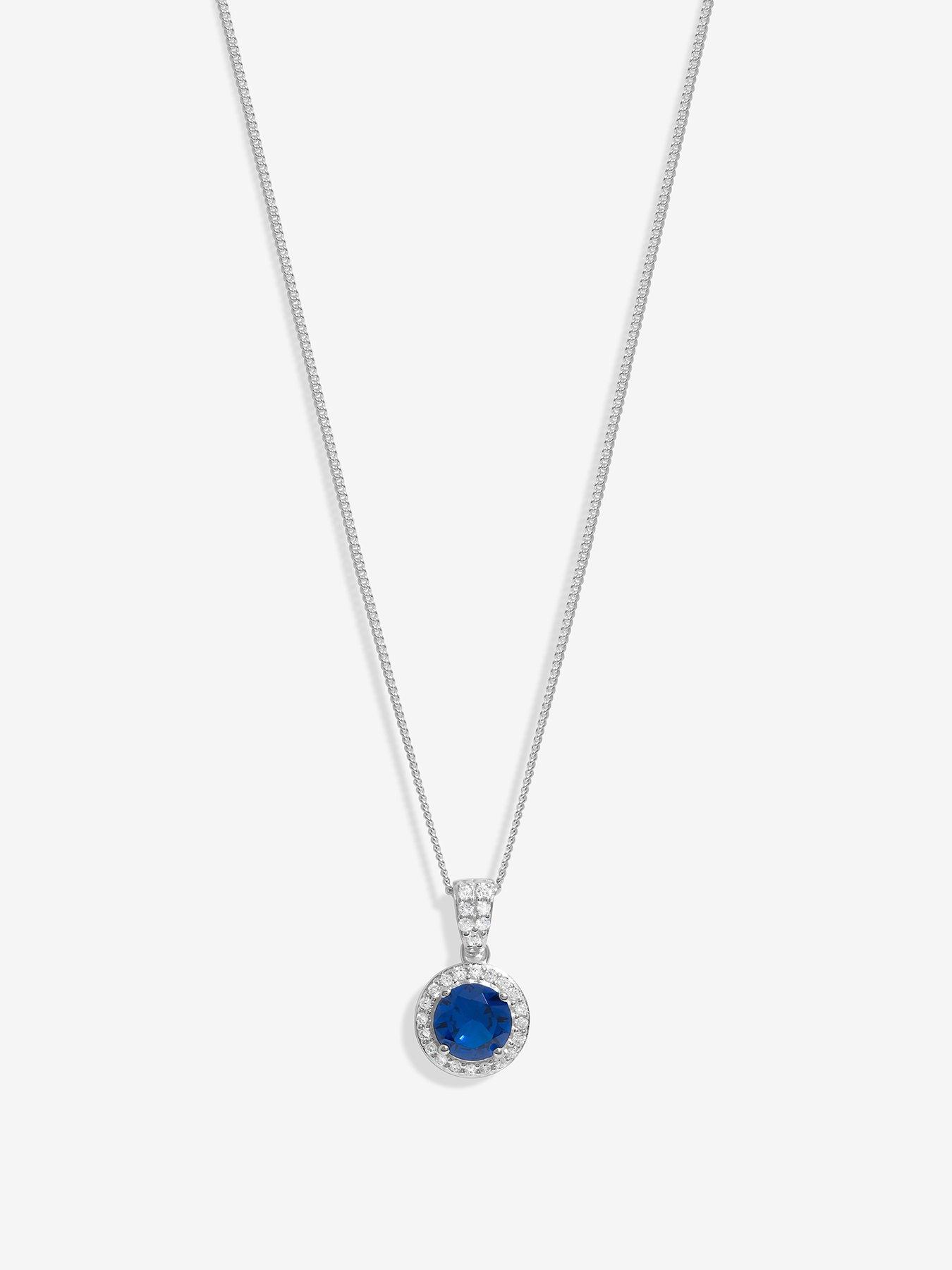 simply-silver-simply-silver-sterling-silver-925-cubic-zirconia-saphire-halo-pendant