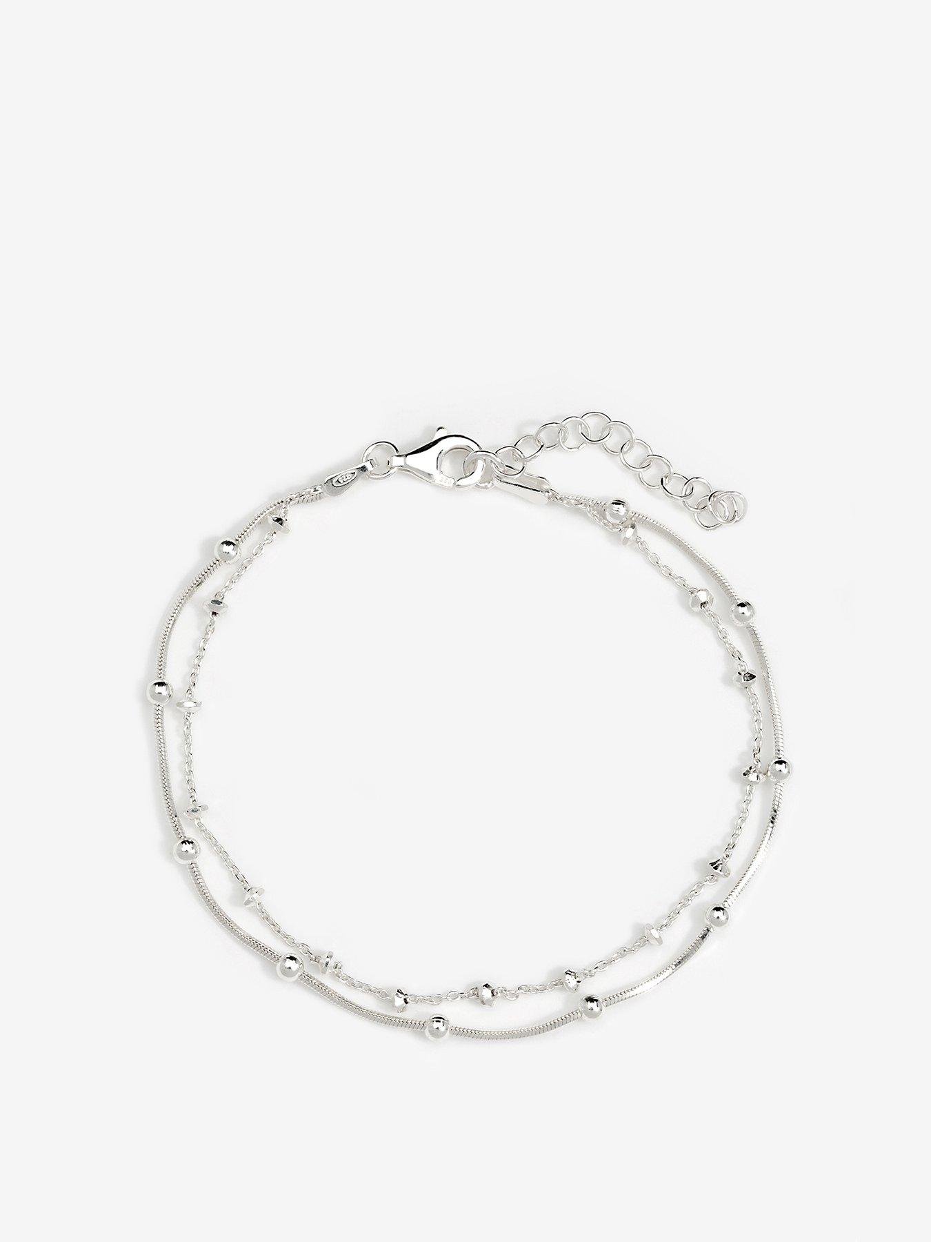 undefined Simply Silver Sterling Silver 925 Polished Double Row Ball Chain Bracelet