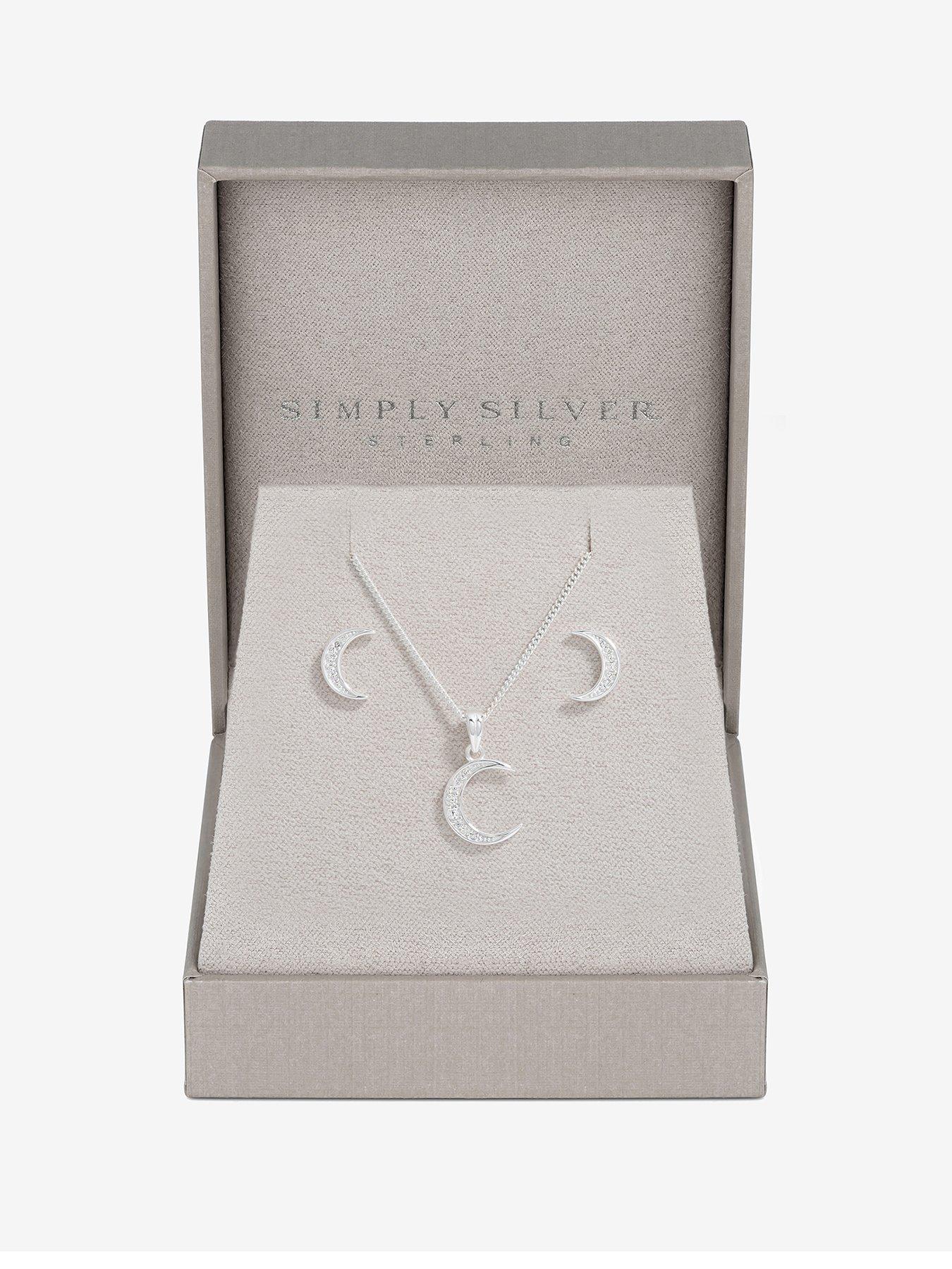 Image 1 of 2 of Simply Silver Simply Silver Sterling Silver 925 Cubic Zirconia Crescent Set - Gift Boxed