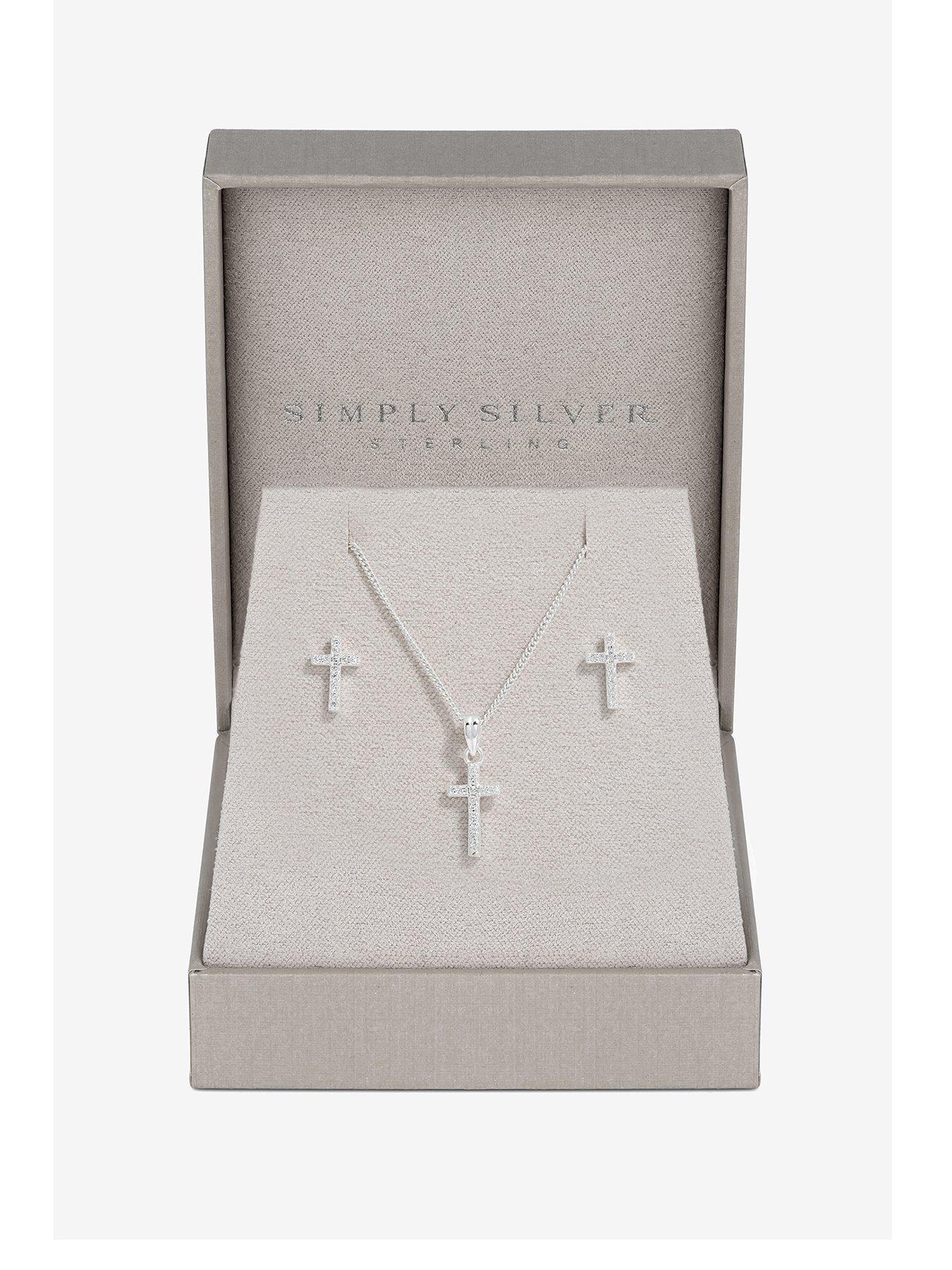 simply-silver-simply-silver-sterling-silver-925-cubic-zirconia-cross-set-gift-boxed