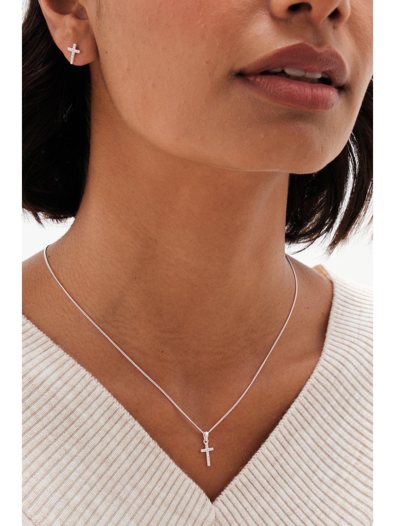 Image 3 of 3 of Simply Silver Simply Silver Sterling Silver 925 Cubic Zirconia Cross Set - Gift Boxed