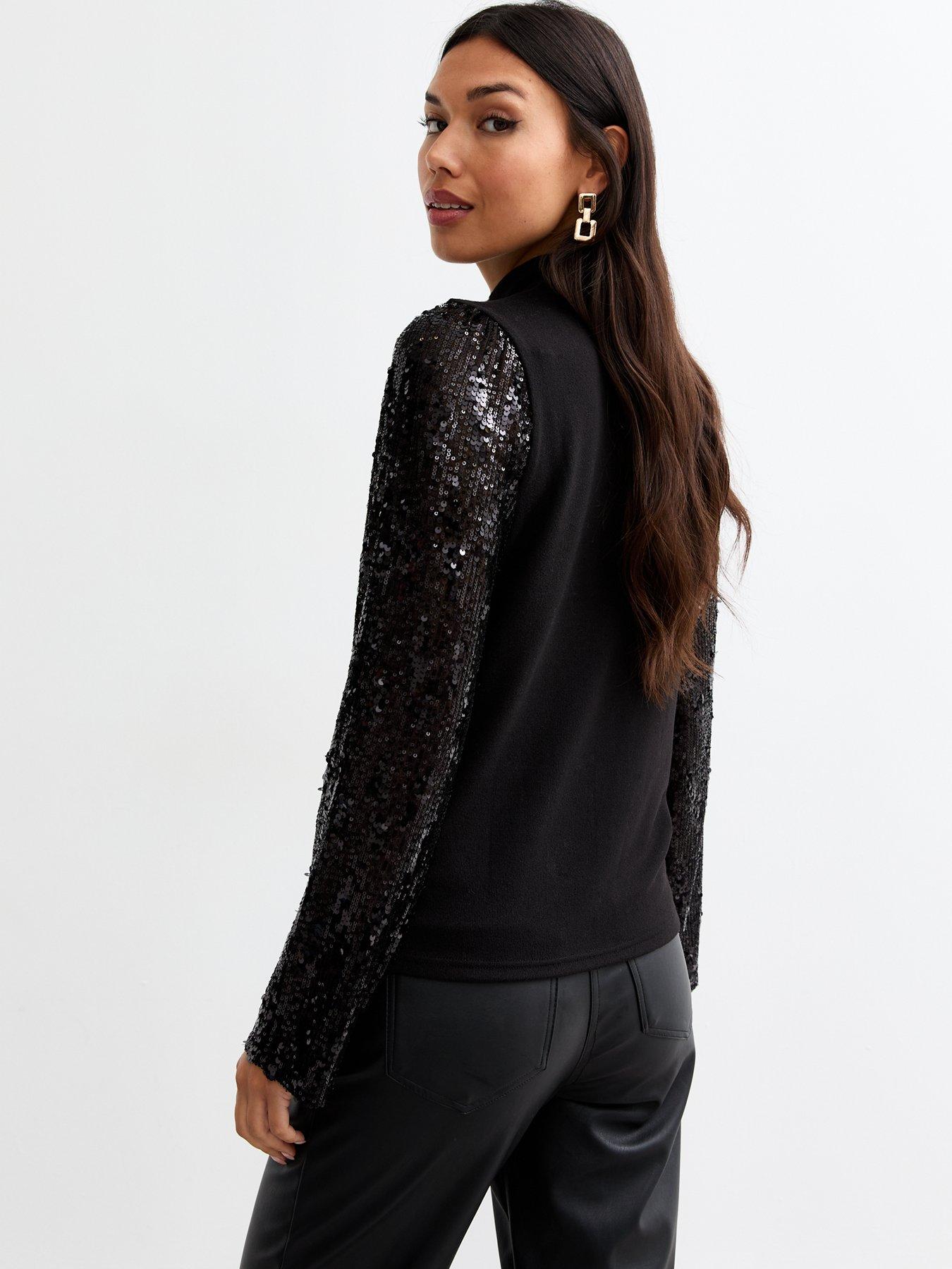 new-look-black-sequin-sleeve-knitted-topstillFront