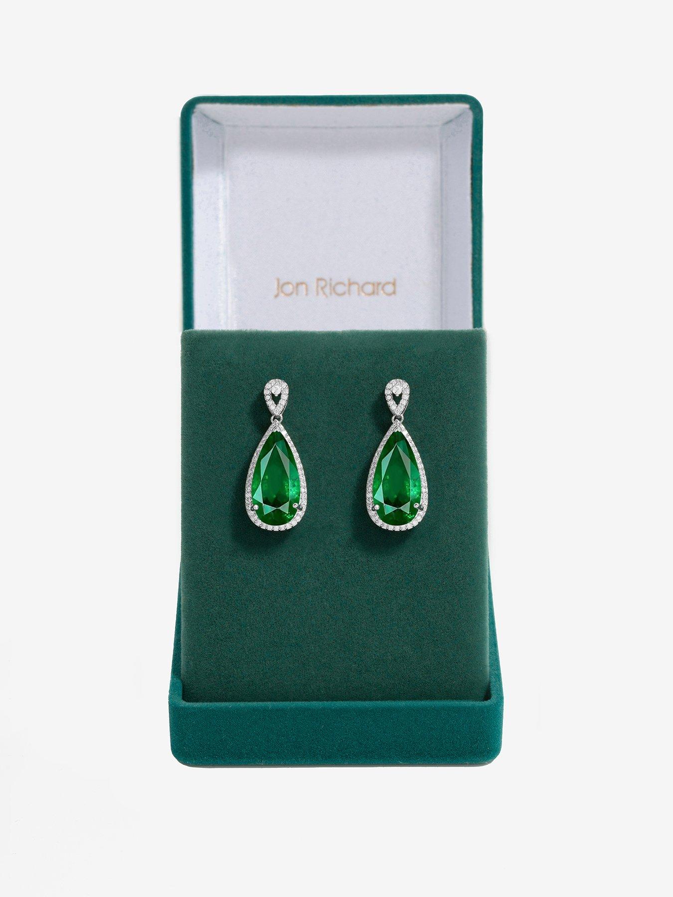 jon-richard-jon-richard-rhodium-plated-emerald-cubic-zirconia-pear-drop-earrings