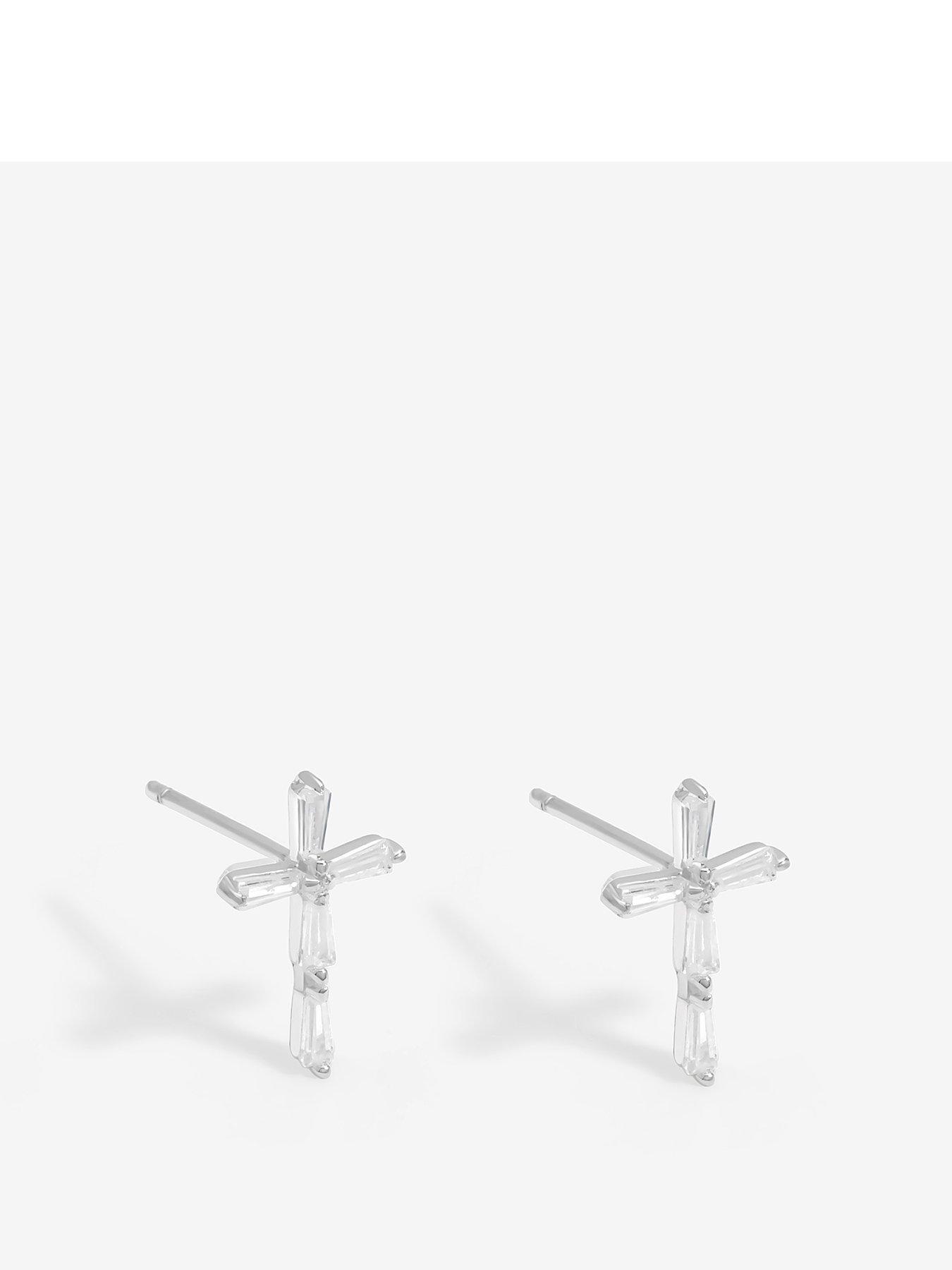 simply-silver-simply-silver-sterling-silver-925-cubic-zirconia-fine-cross-sud-earringsfront