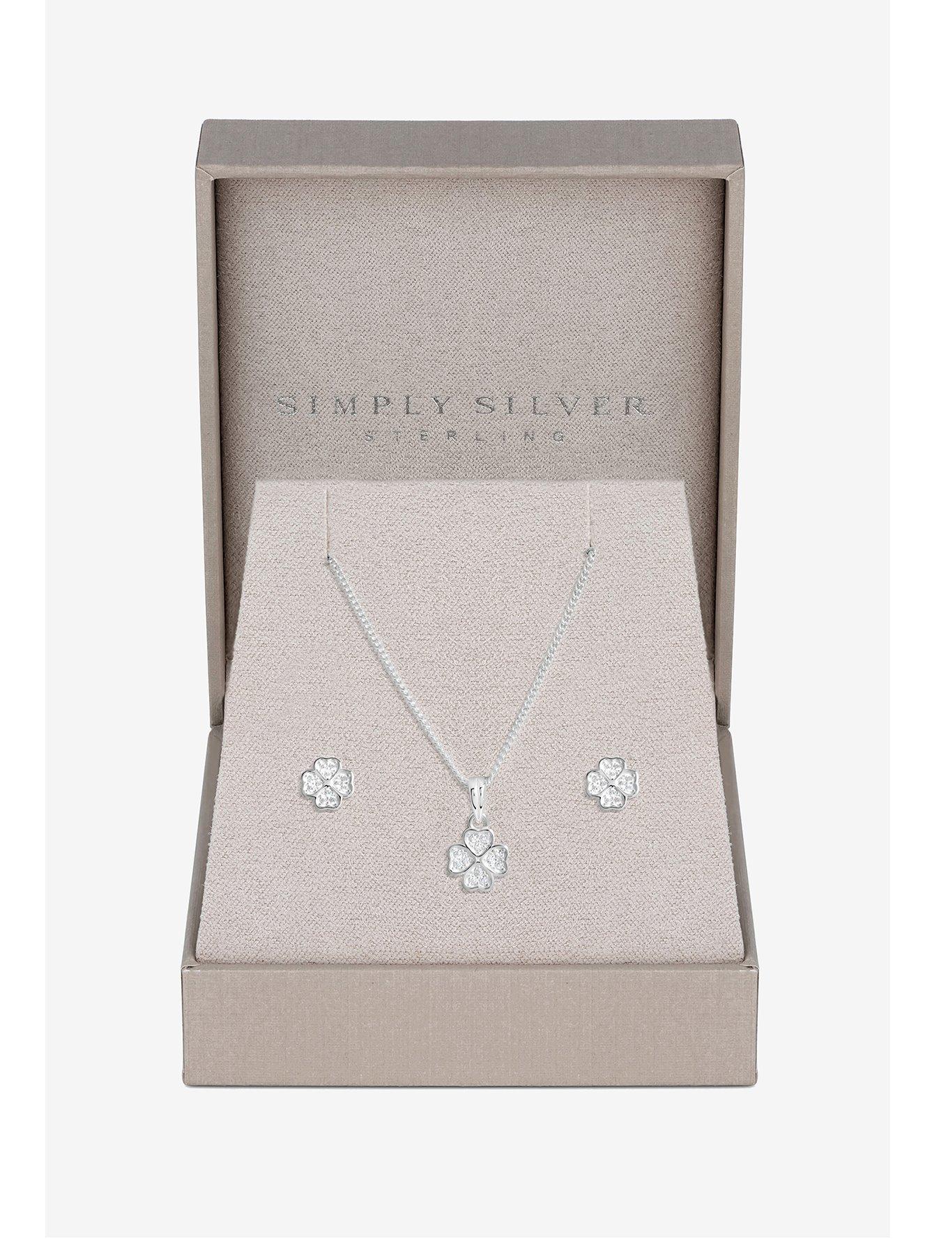 simply-silver-simply-silver-sterling-silver-925-cubic-zirconia-clover-set-gift-boxed