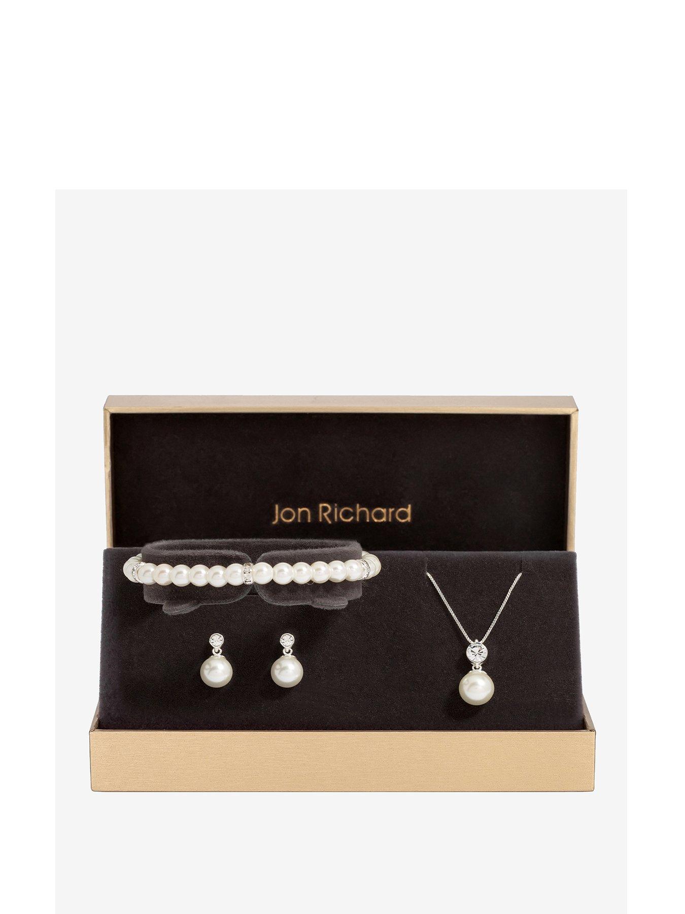 Image 1 of 2 of Jon Richard Jon Richard Silver Plated And Crystal Pearl Trio Set