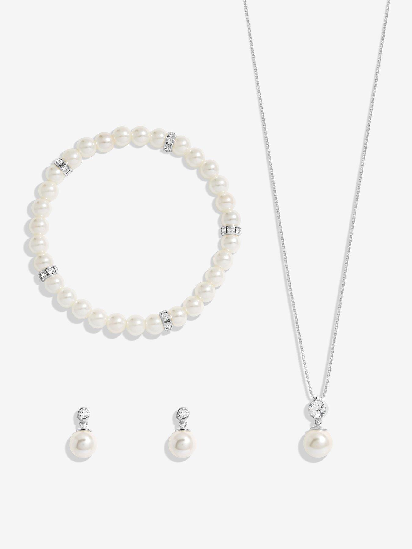 Image 2 of 2 of Jon Richard Jon Richard Silver Plated And Crystal Pearl Trio Set