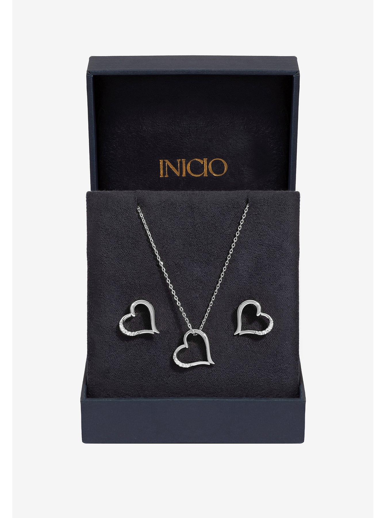 Image 1 of 4 of Inicio Inicio Silver Plated Heart Pendant Set - Gift Box