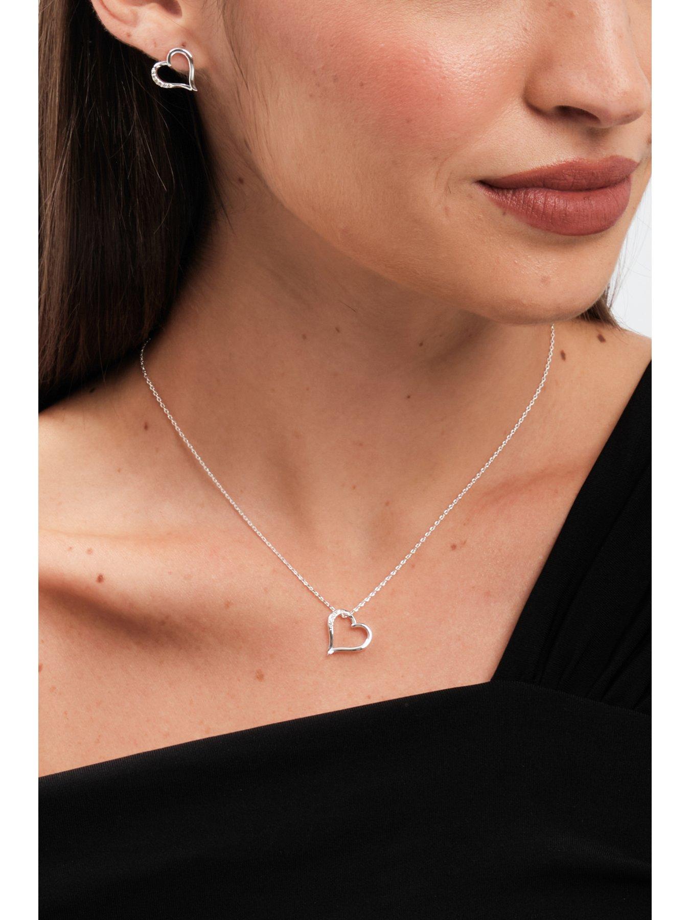 Image 4 of 4 of Inicio Inicio Silver Plated Heart Pendant Set - Gift Box