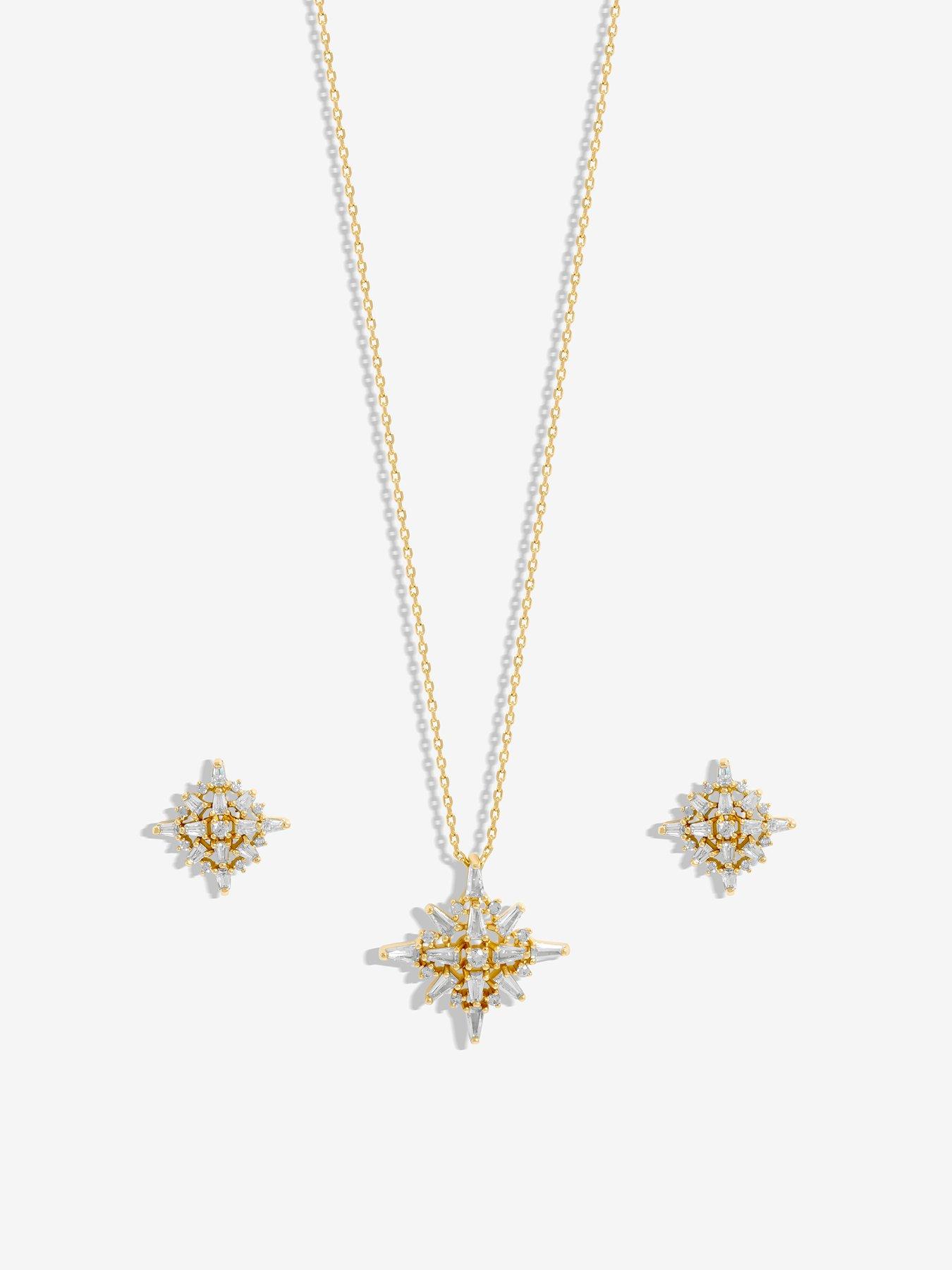 Image 2 of 4 of Inicio Inicio Gold Plated Mini Crystal Diamond Shape Stud Earrings
