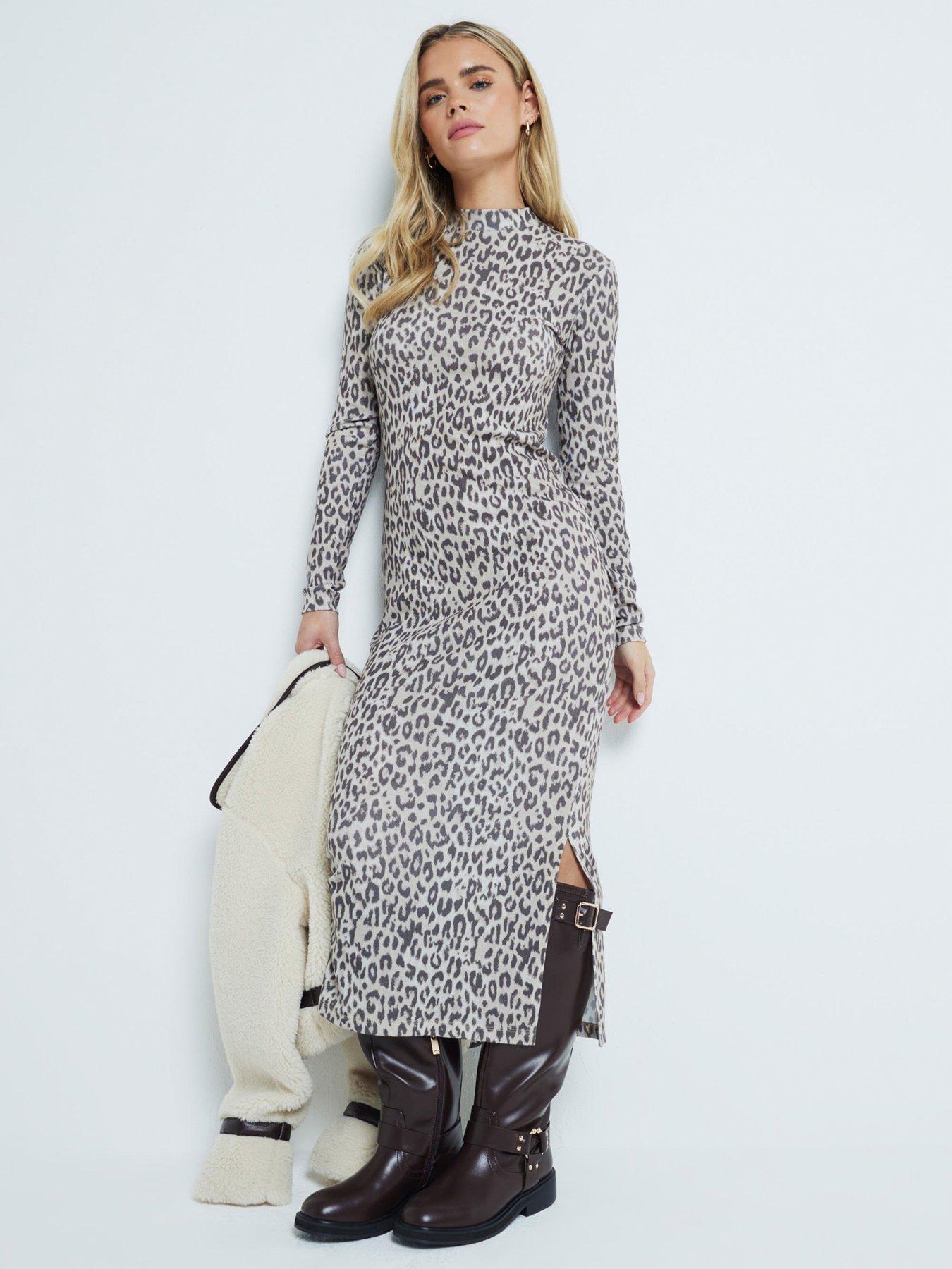 ri-petite-petite-animal-print-midi-dress-brown