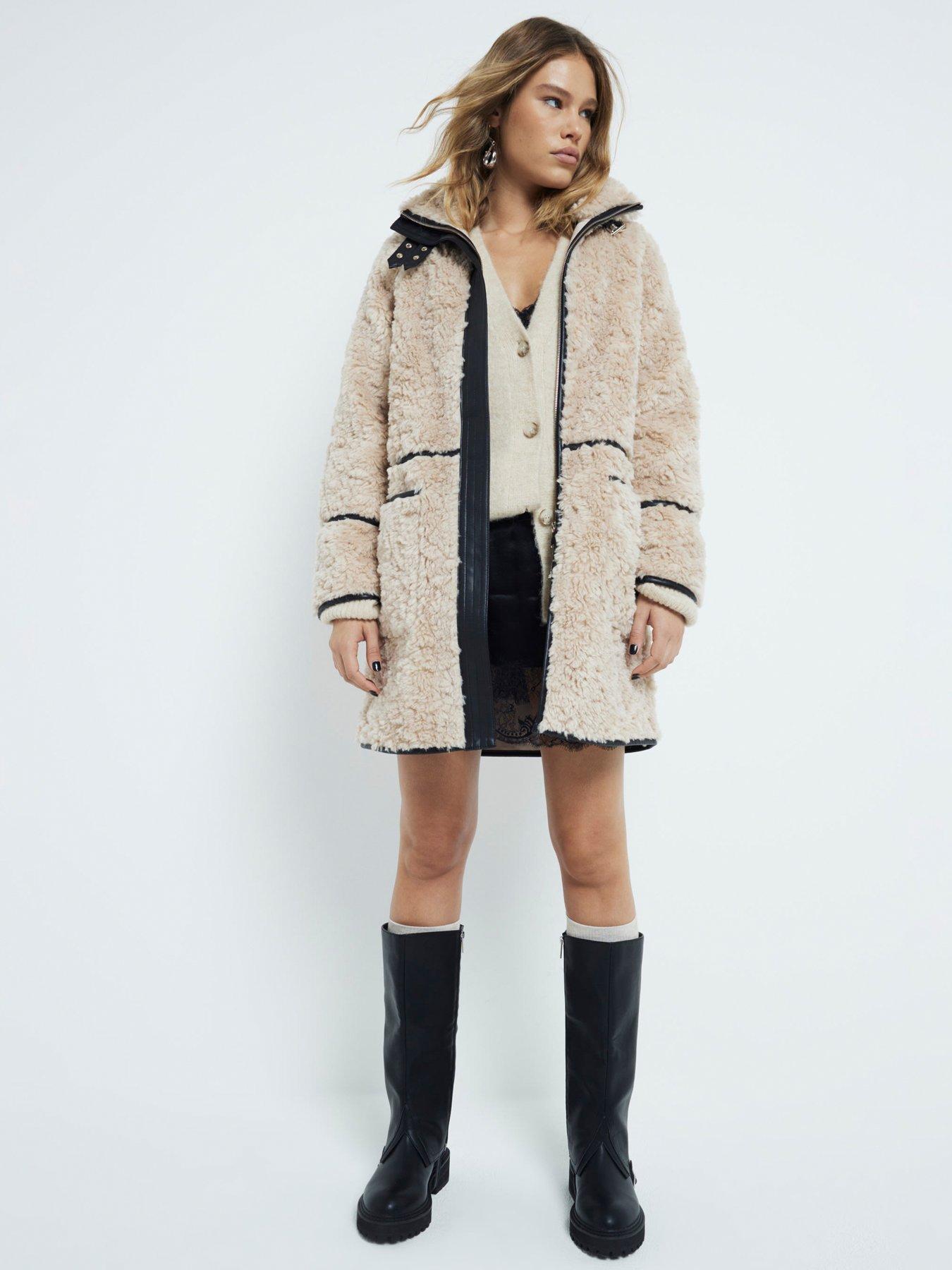 river-island-shearling-pocket-coat-cream