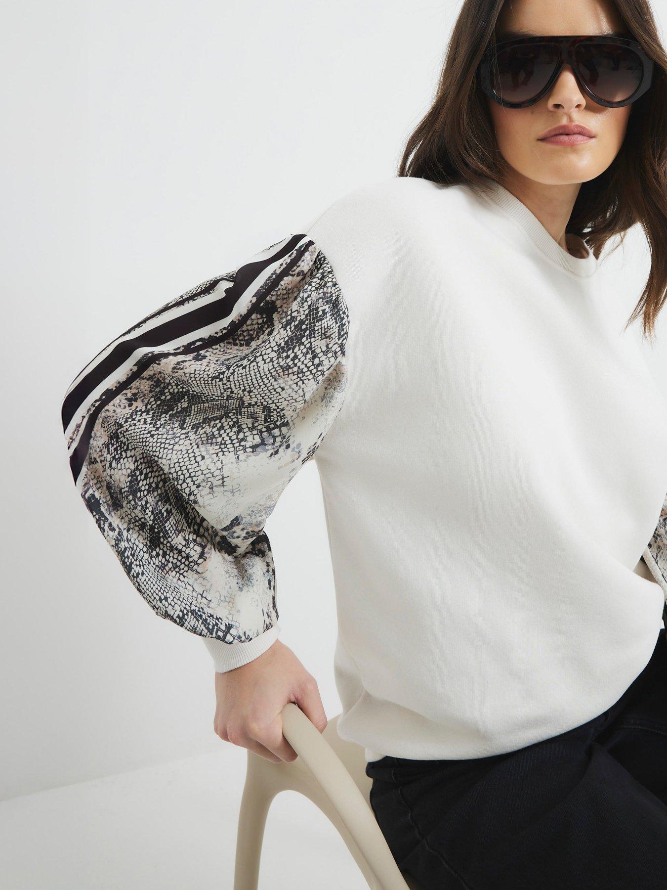 river-island-snake-hybrid-sleeve-sweat-creamfront