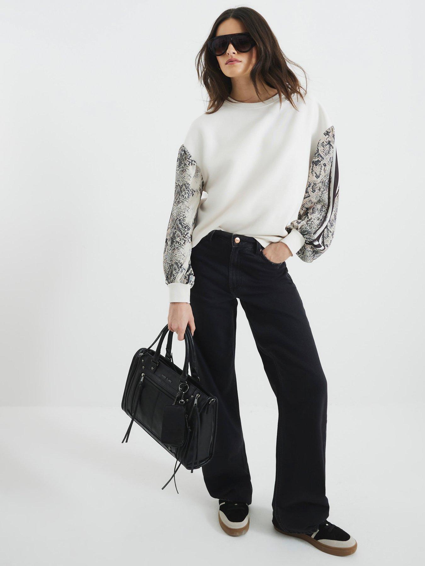 river-island-snake-hybrid-sleeve-sweat-creamback