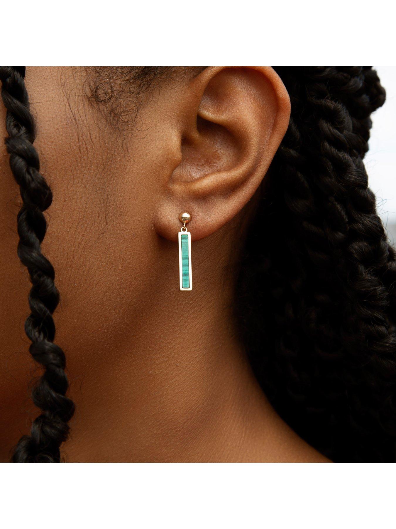 love-gold-9ct-yellow-gold-4mm-x-19mm-malachite-bar-drop-stud-earringsstillFront