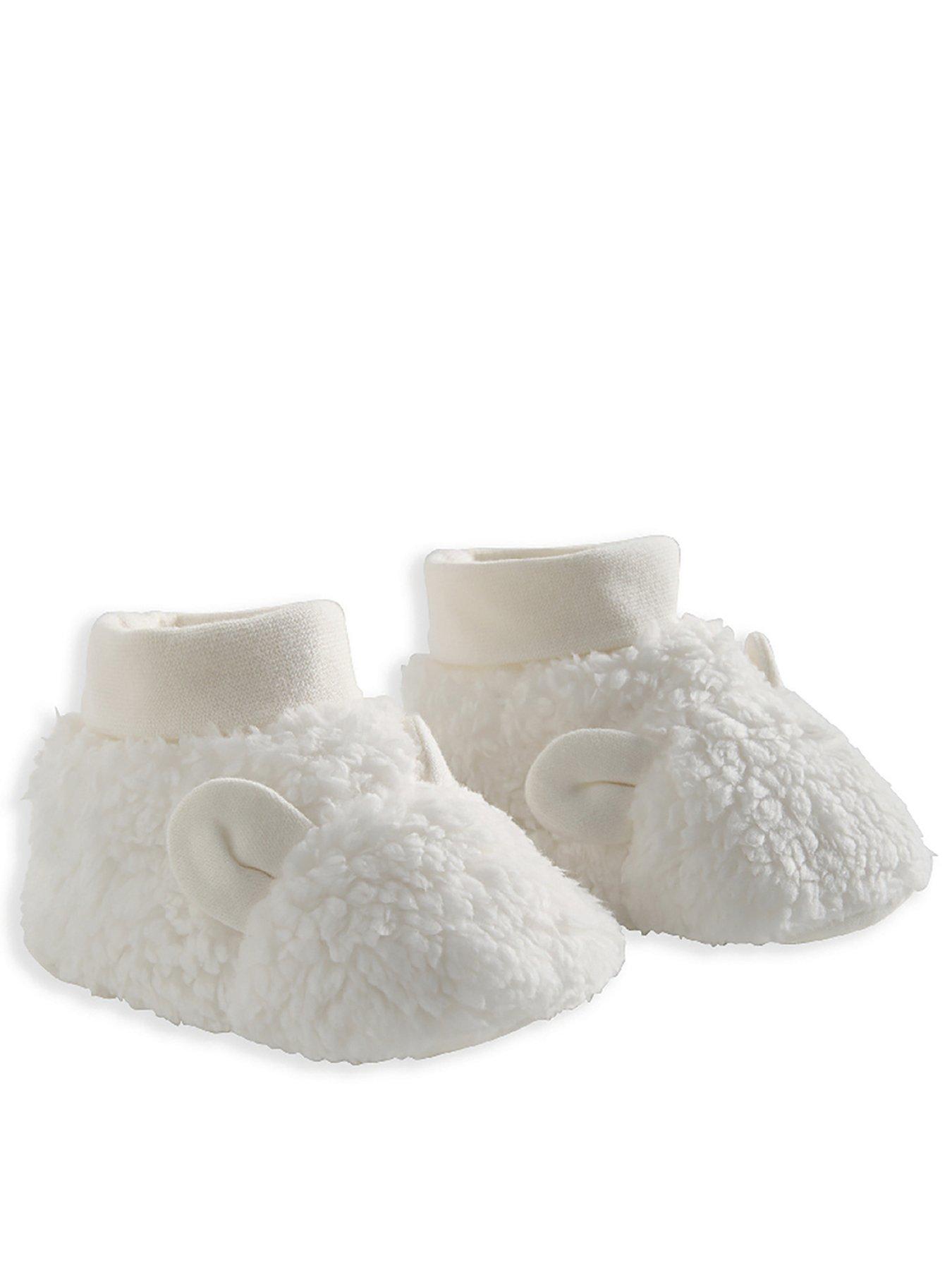 mamas-papas-baby-unisex-borg-booties-cream