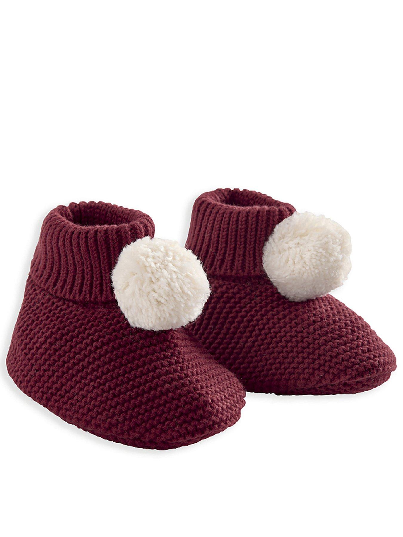 mamas-papas-baby-unisex-knitted-pom-pom-christmas-booties-red