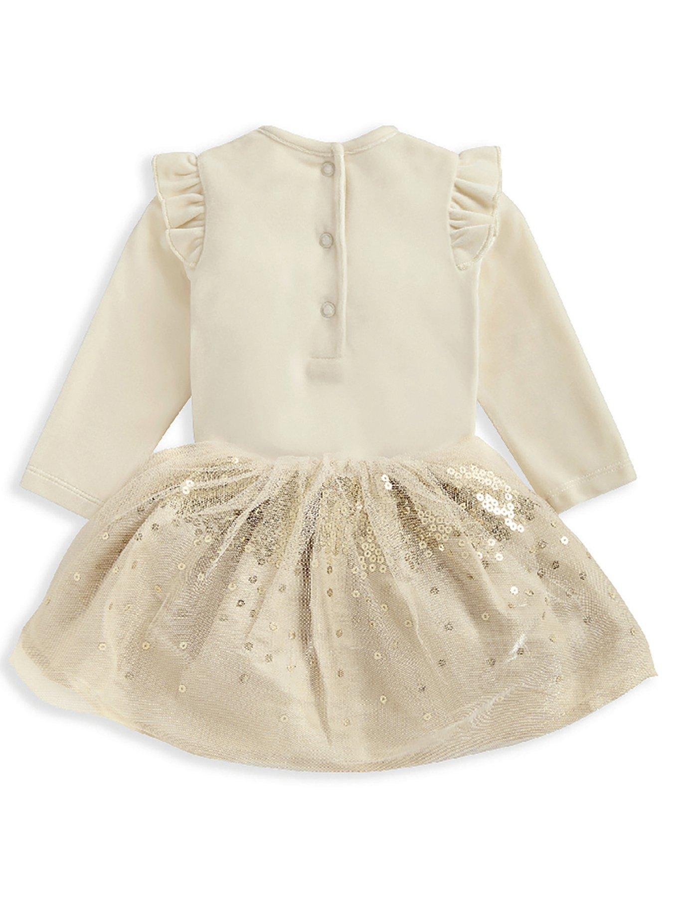 mamas-papas-baby-girls-2-piece-velour-bodysuit-tutu-skirt-set-goldback