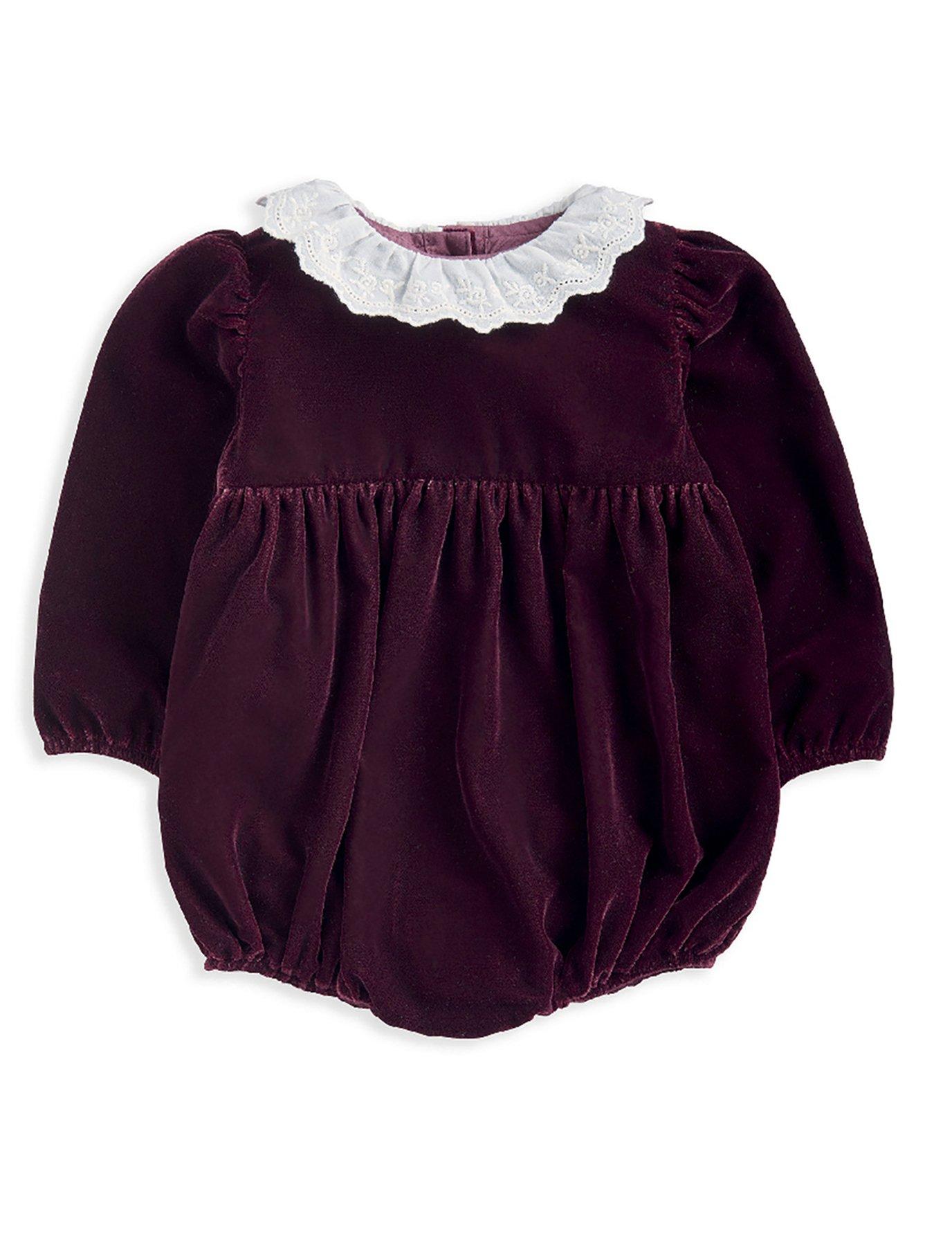 mamas-papas-baby-girls-velour-woven-collar-romper-redstillFront