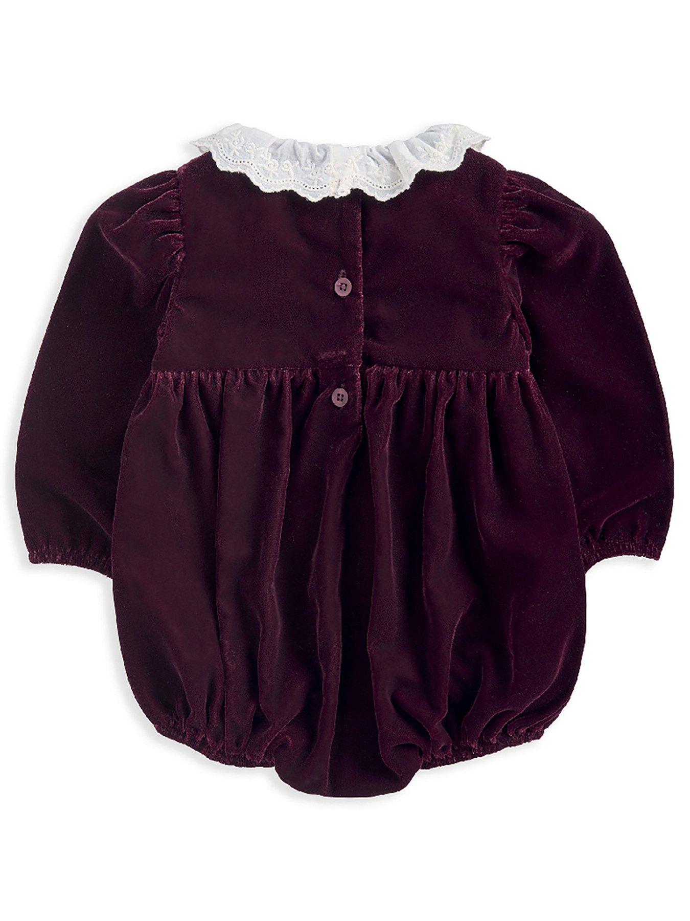 mamas-papas-baby-girls-velour-woven-collar-romper-redback