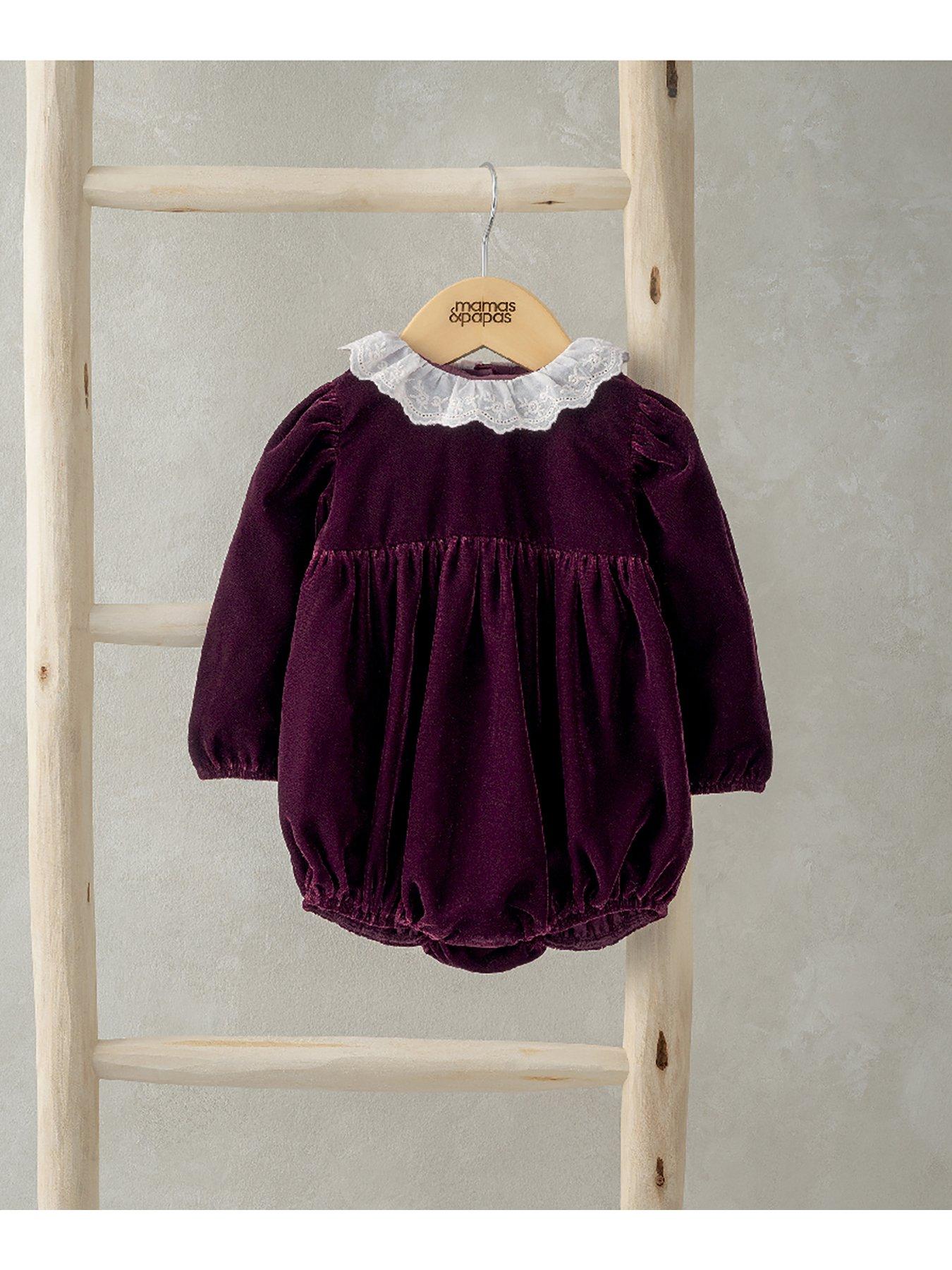 mamas-papas-baby-girls-velour-woven-collar-romper-redoutfit