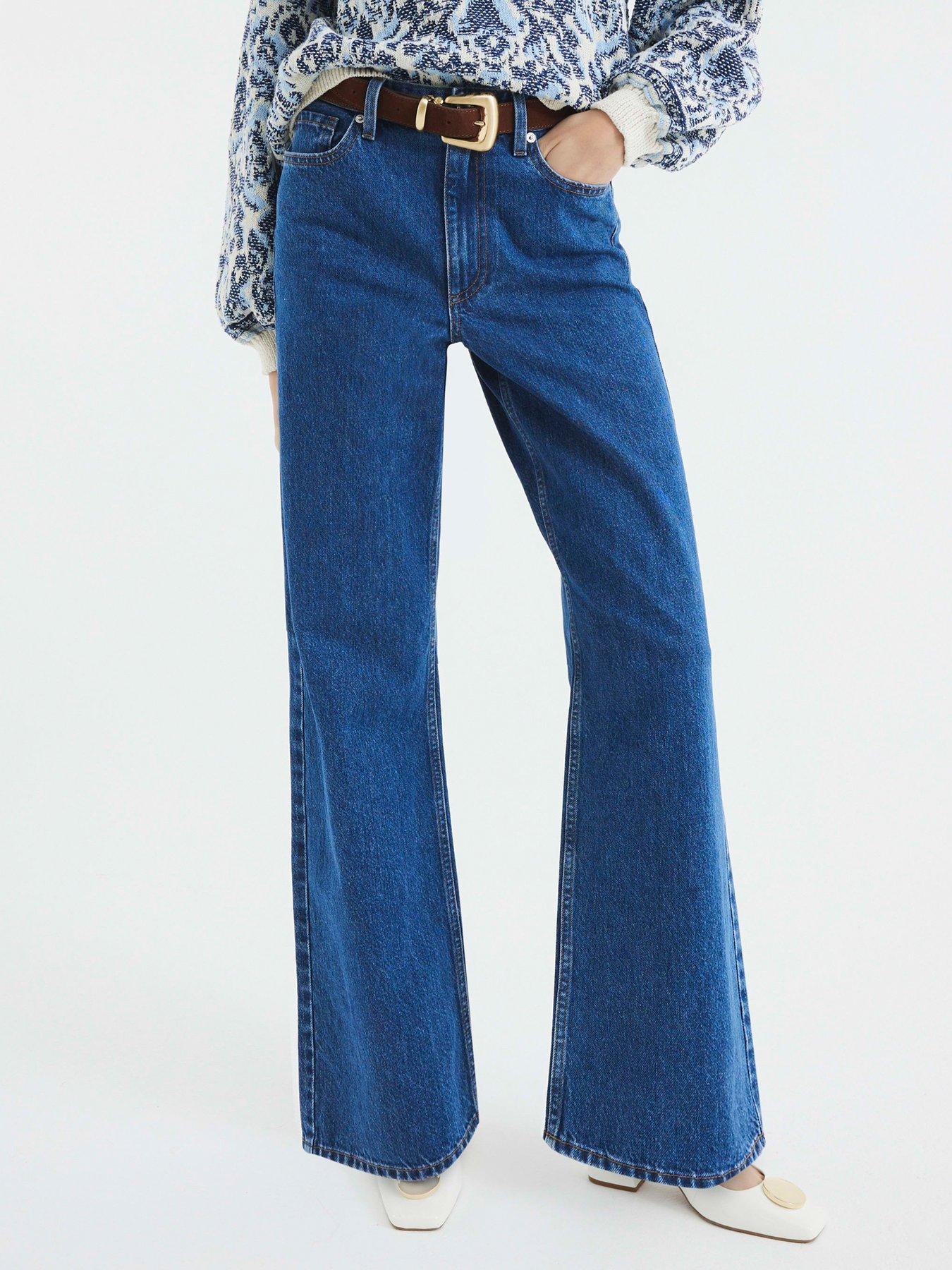 Image of River Island Relaxed Straight Jeans - Medium Denim