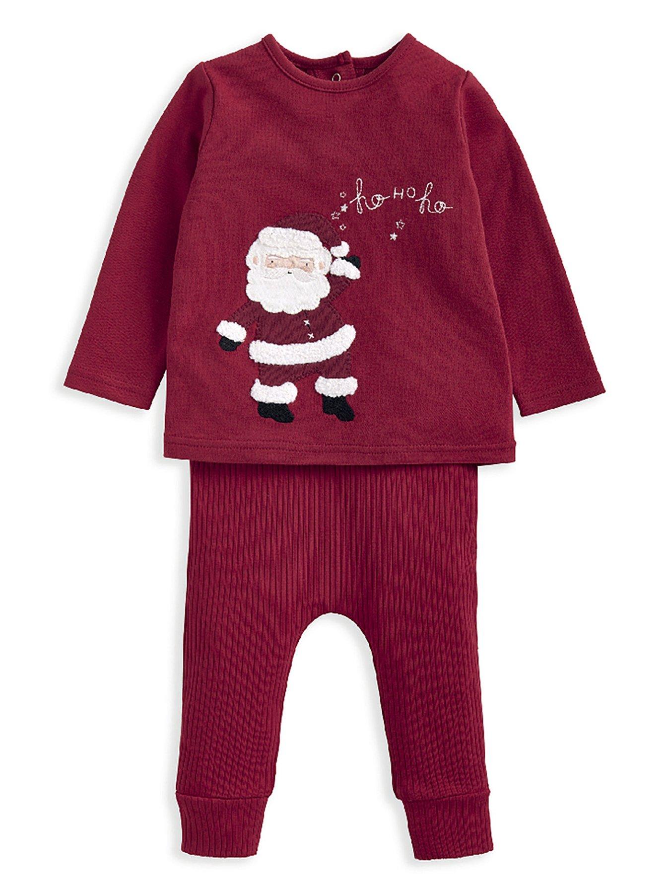 Mamas & Papas Baby Unisex Santa Christmas Jersey Pyjamas - Red