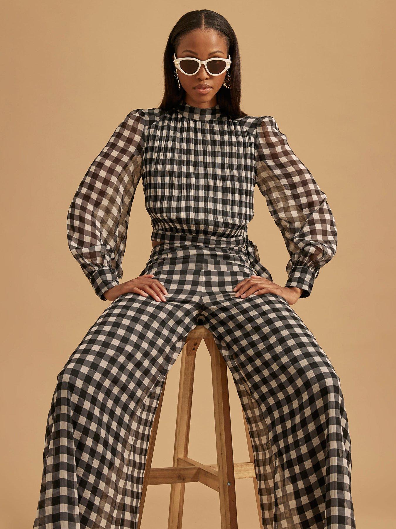 River Island Gingham Crop Top - Black